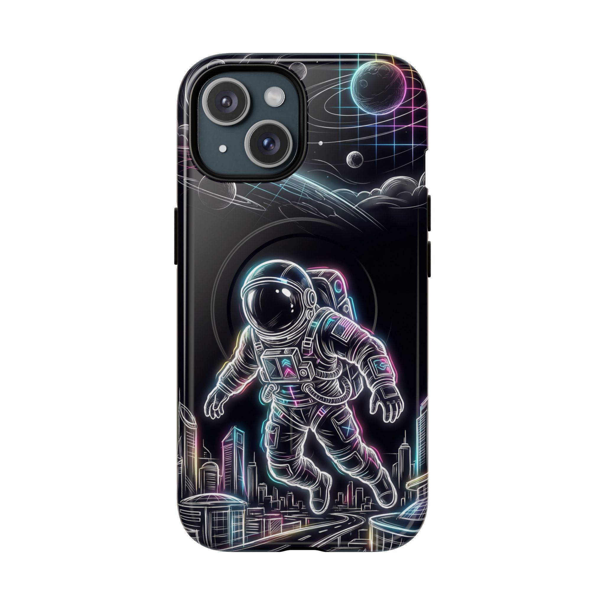 Space Explorer Astronaut NeonMagSafe iPhone Case