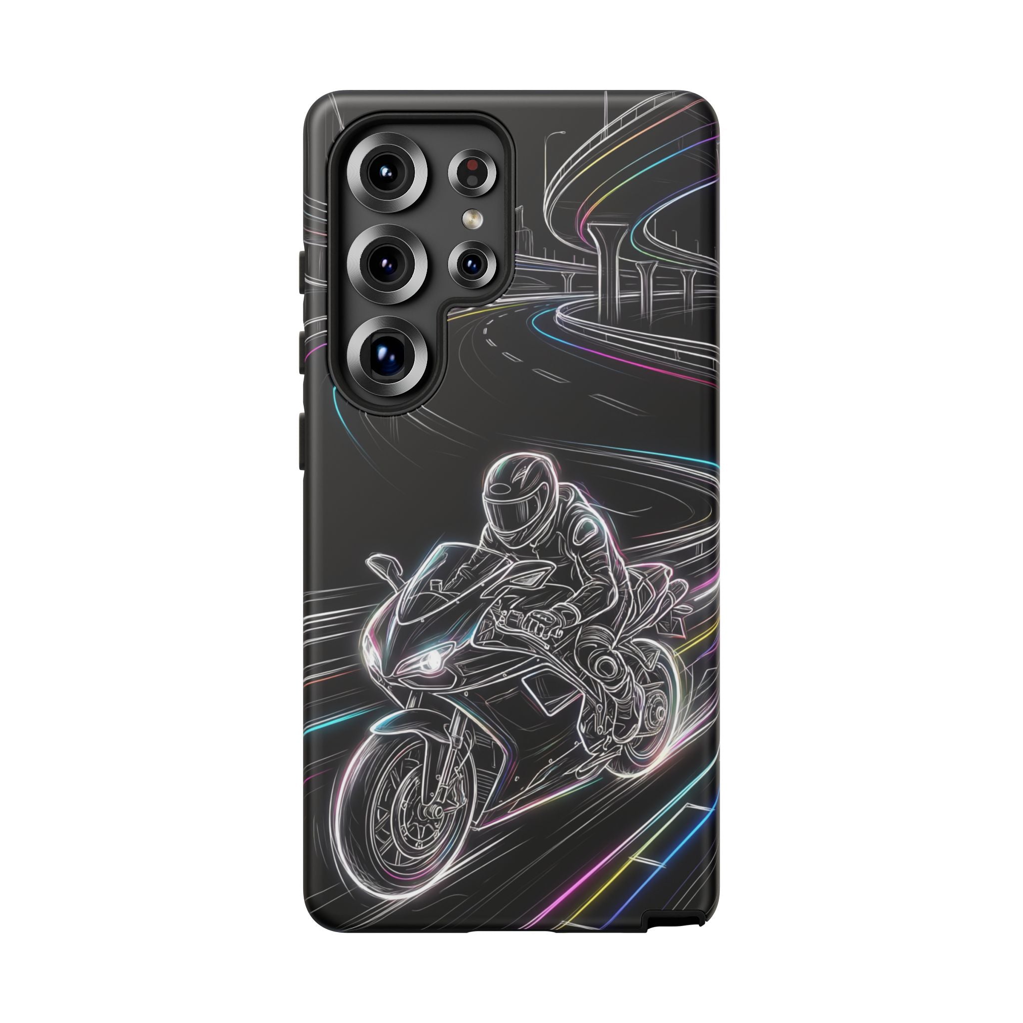 Neon Night Rider Samsung Galaxy Phone Case | Motorcycle Racing Protective Cover