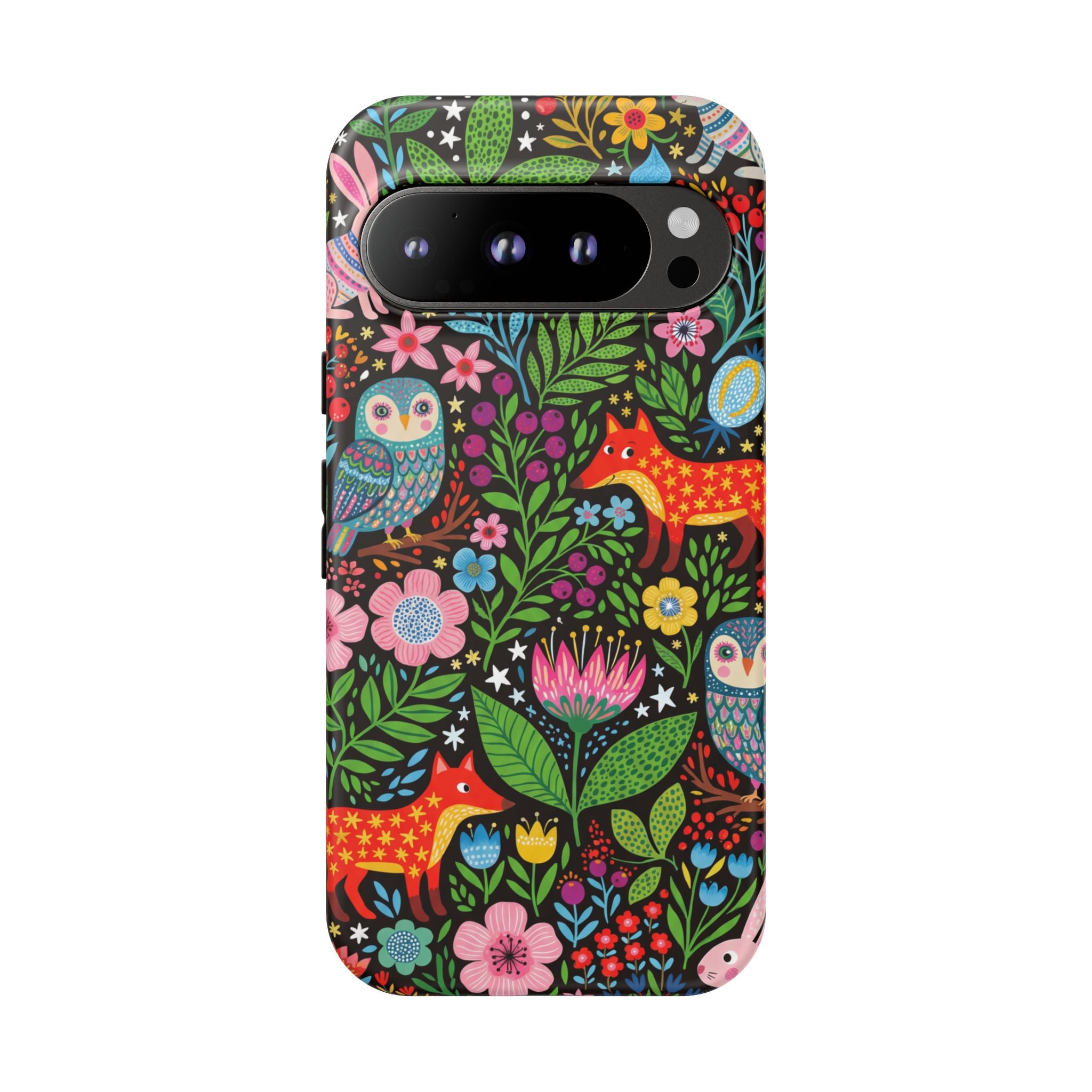 Floral Woodland Google Pixel Phone Case | Colourful Fox & Owl Protective Cover