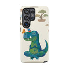 Meditating Dinosaur Samsung Galaxy Phone Case | Cute T-Rex with Butterflies and Bonsai