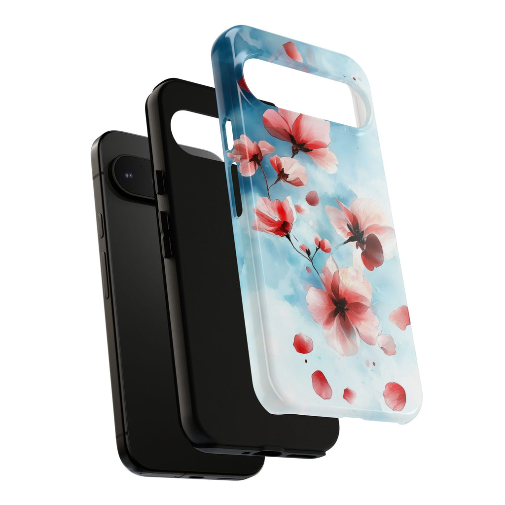 Floral Cherry Blossom Google Pixel Case | Pastel Pink Blue