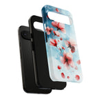 Floral Cherry Blossom Google Pixel Case | Pastel Pink Blue