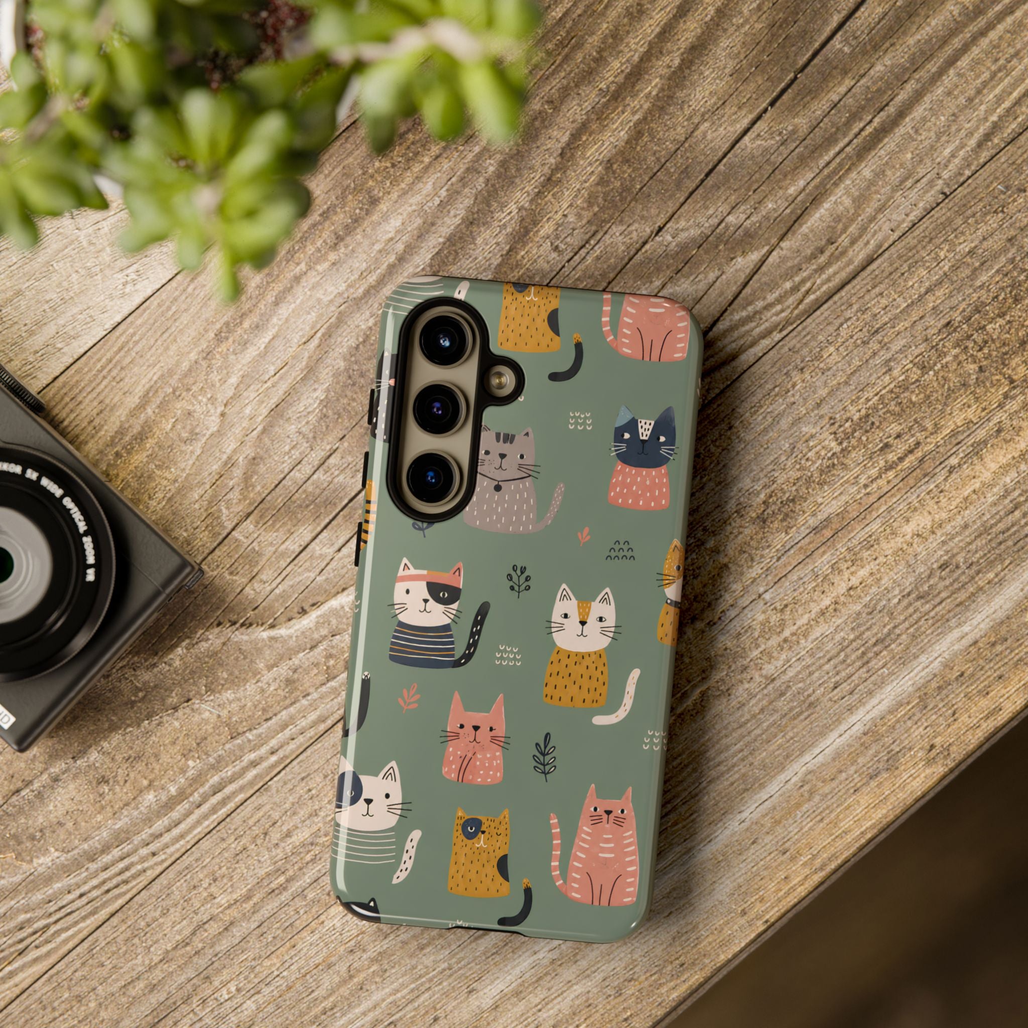 Cute Cat Samsung Galaxy Phone Case | Whimsical Cat Pattern Cover