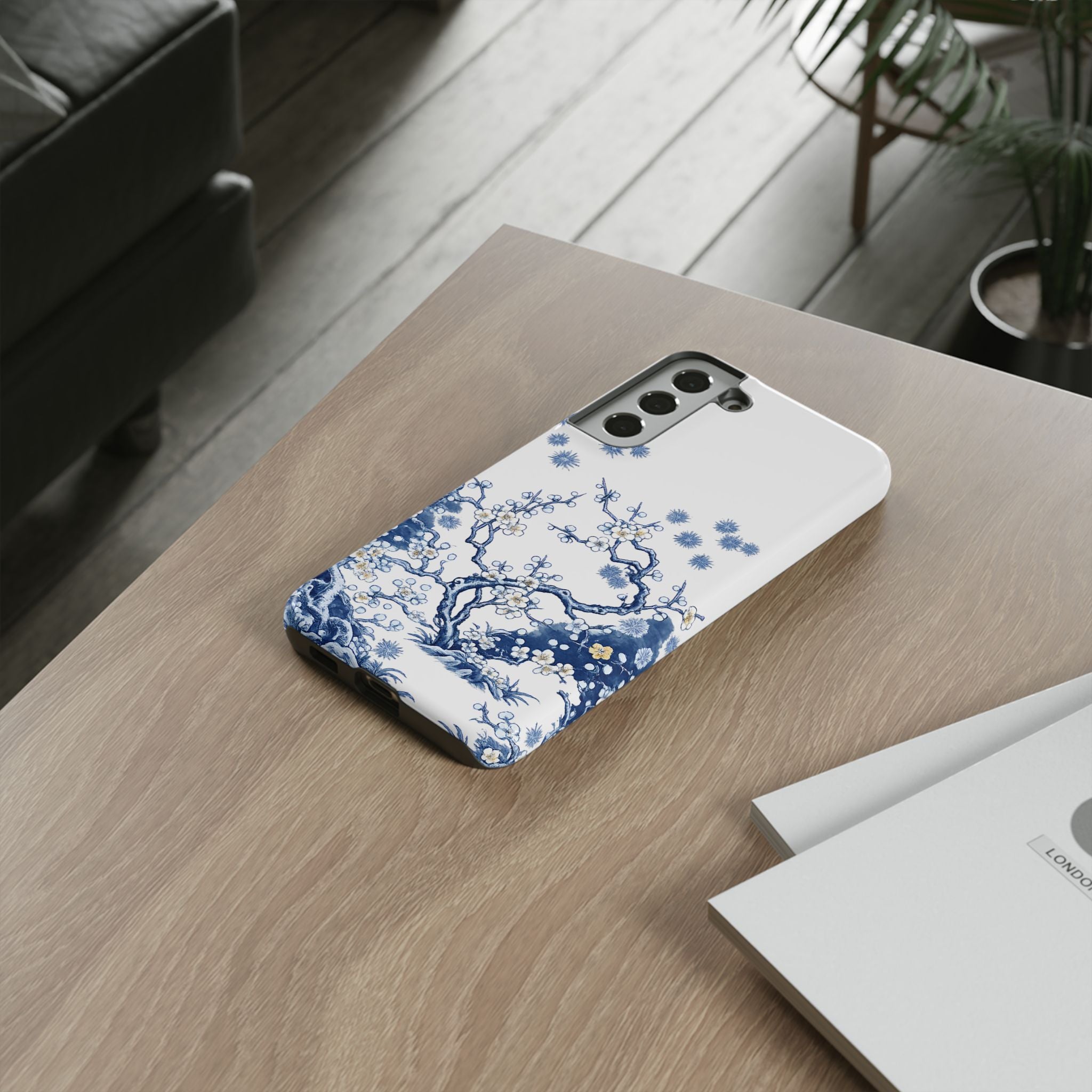 Vintage Blue White Porcelain Samsung Galaxy Phone Case | Chinoiserie Floral Tough Cover