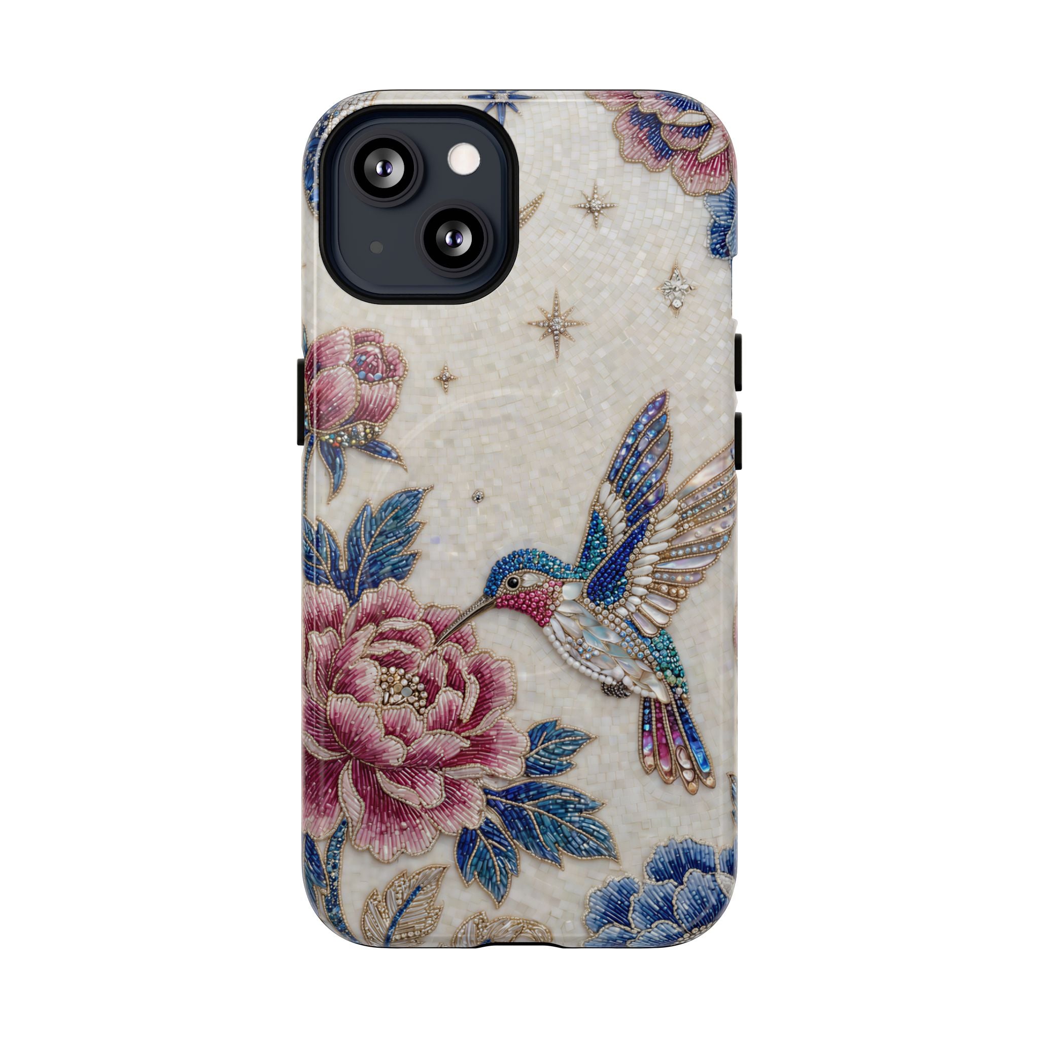 Hummingbird Moon Tough Case — Floral Vintage MagSafe iPhone Cover