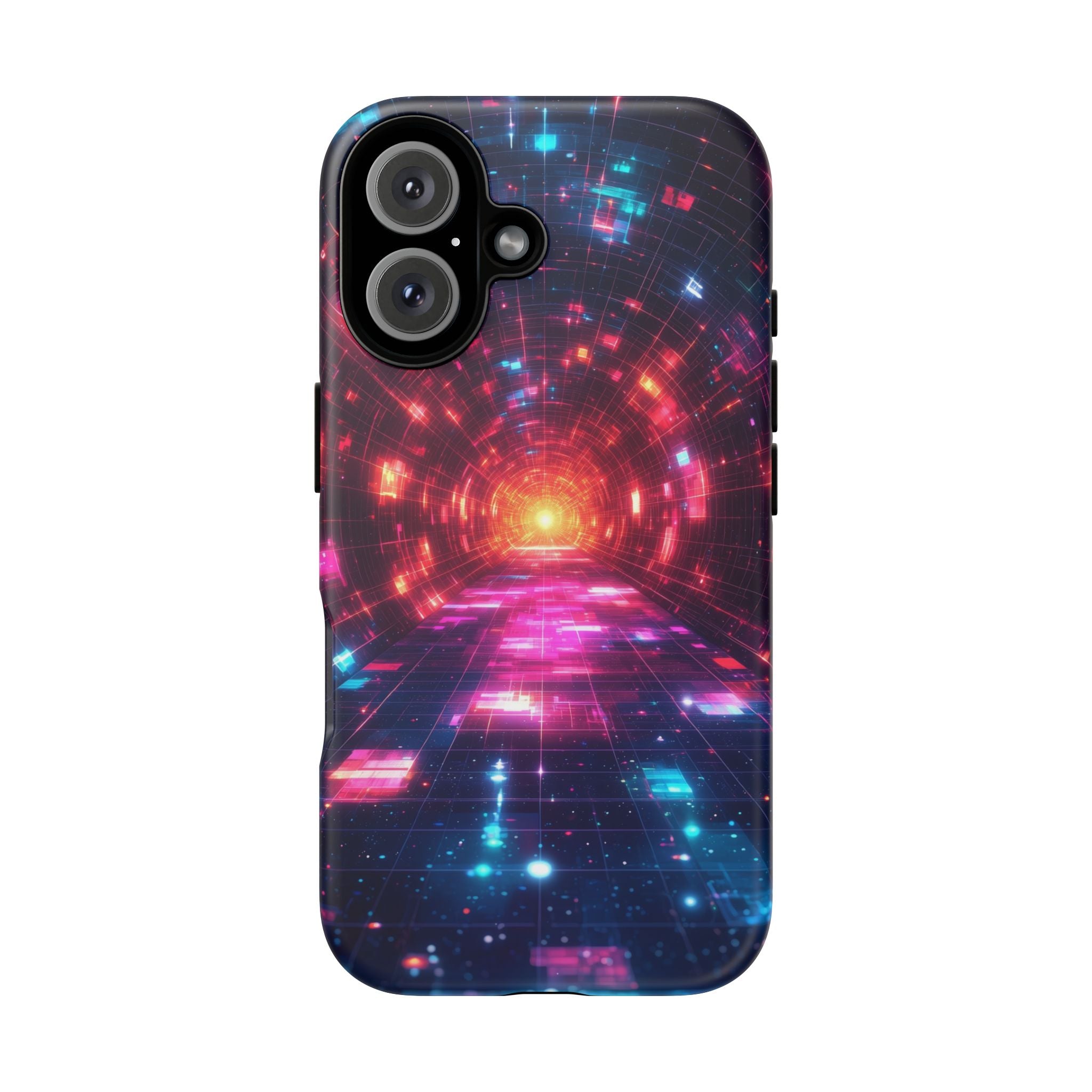 Neon Tunnel Tough iPhone Case — Retro Futuristic Galaxy Design