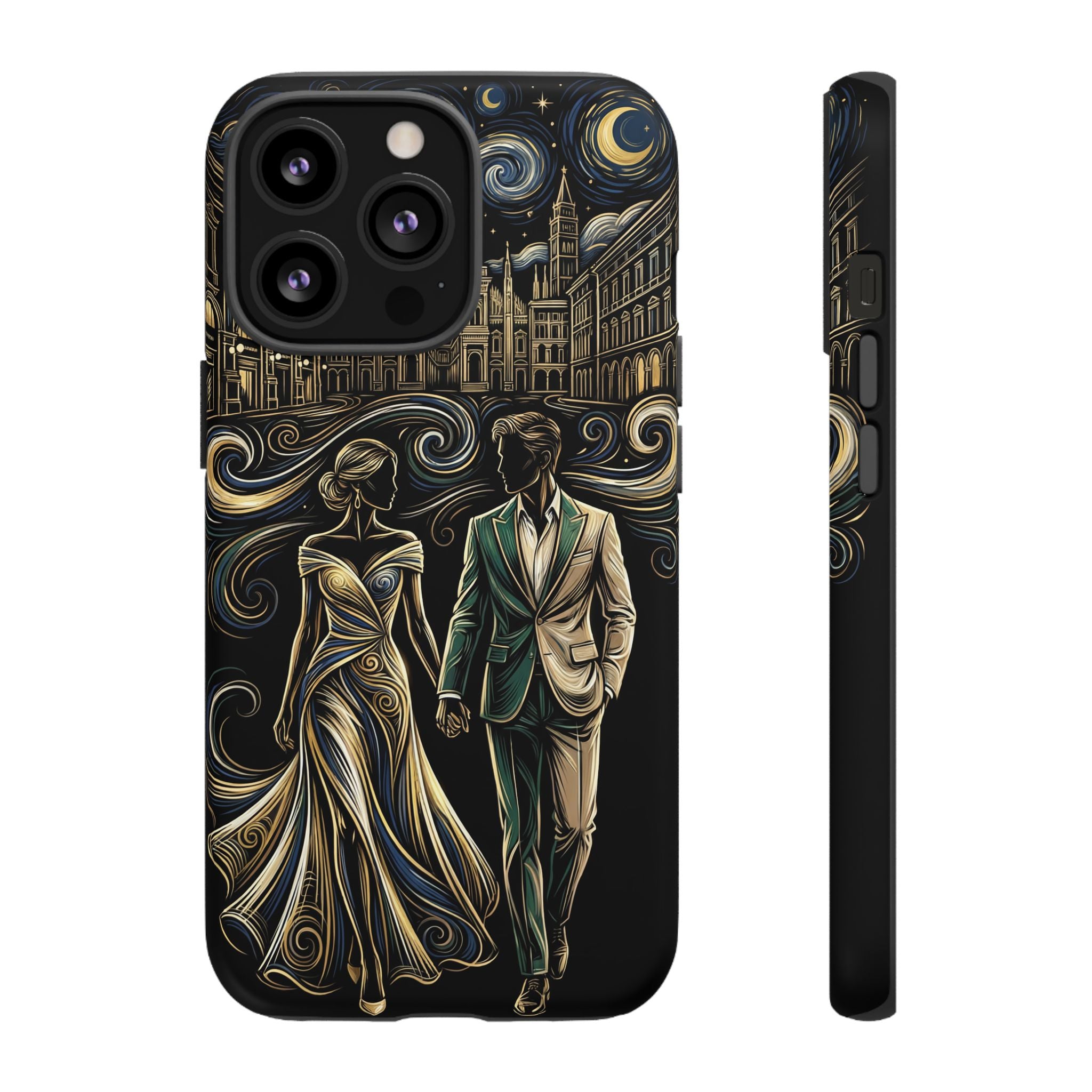 Romantic Night Walk iPhone Case | Elegant Couple Art