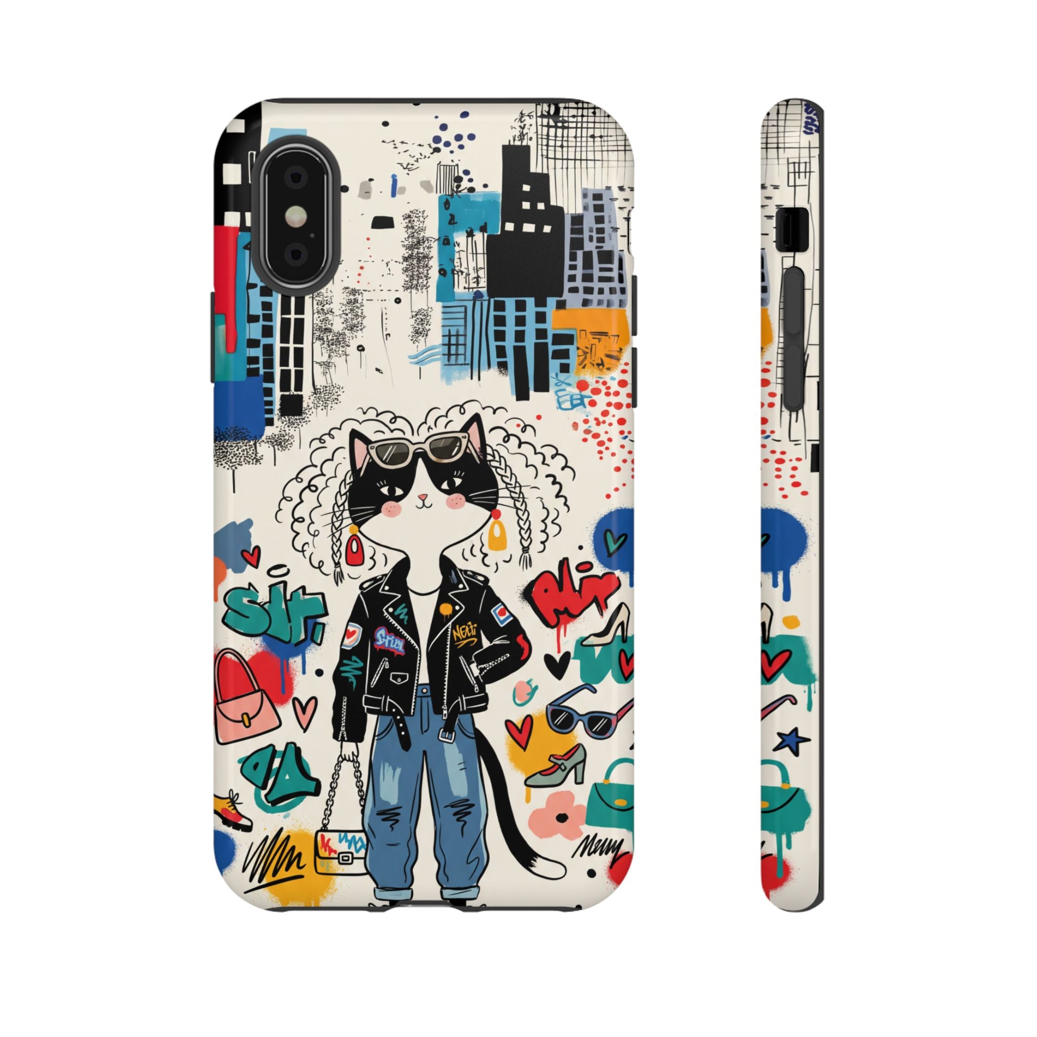 Punk City Cat Graffiti Design iPhone Case