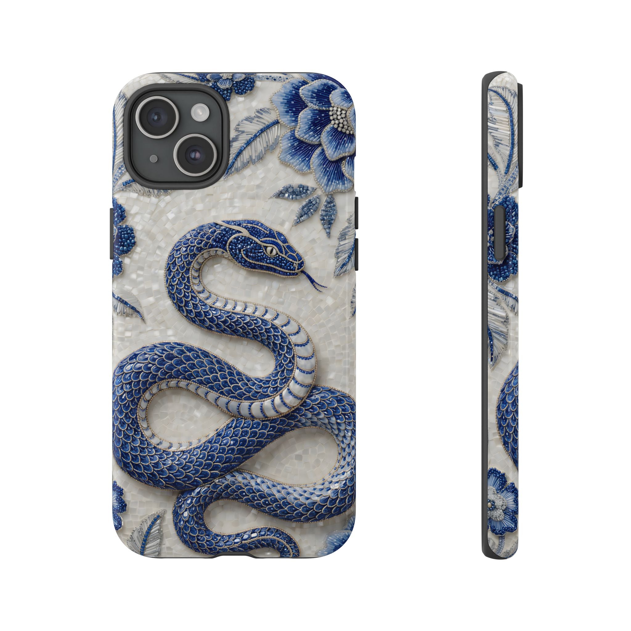 Asian Zodiac Snake iPhone Case | Blue & White Porcelain Slim Shockproof Case | Year of the Snake