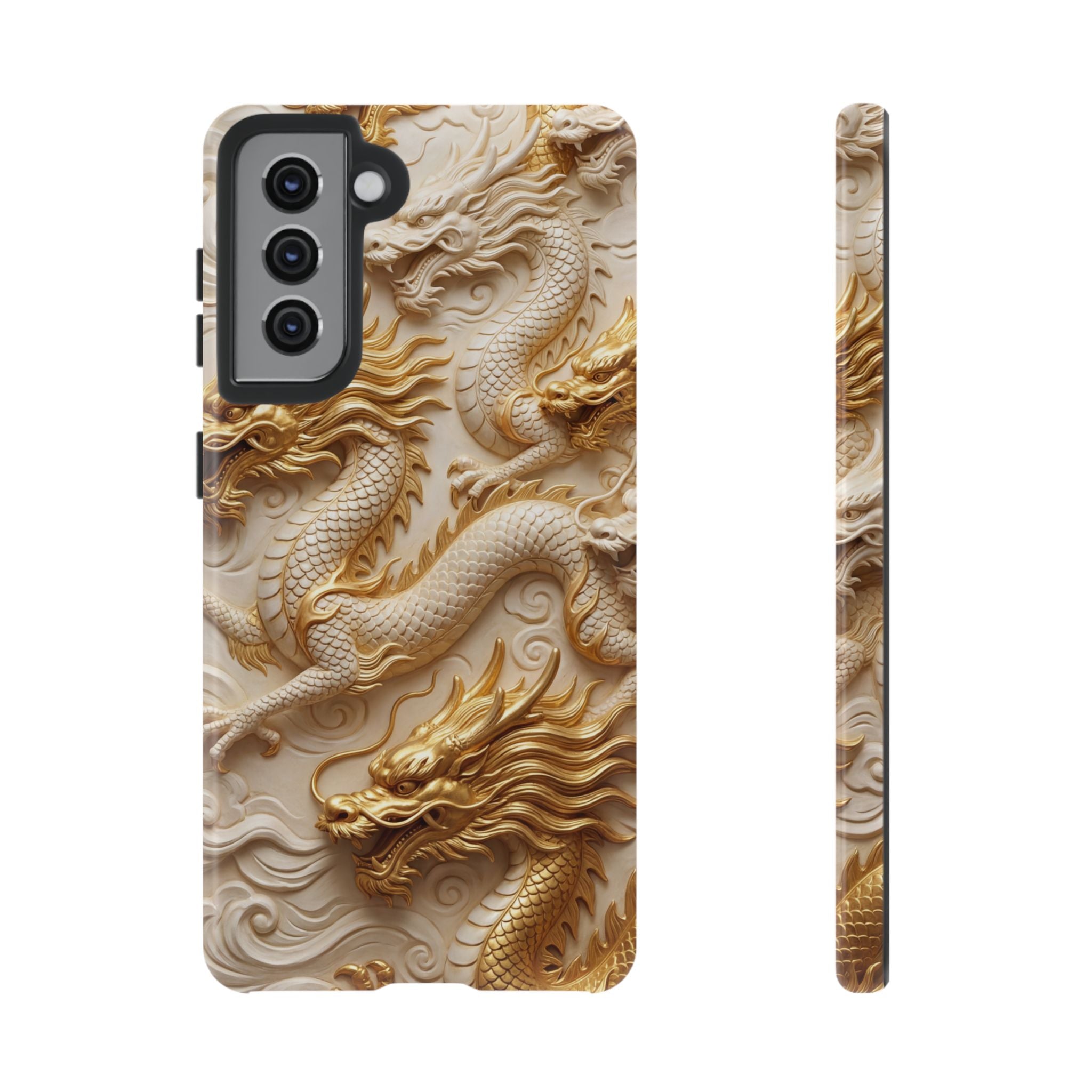 Dragon Relief Samsung Galaxy Case — Gold Carved Dragon Protective Cover