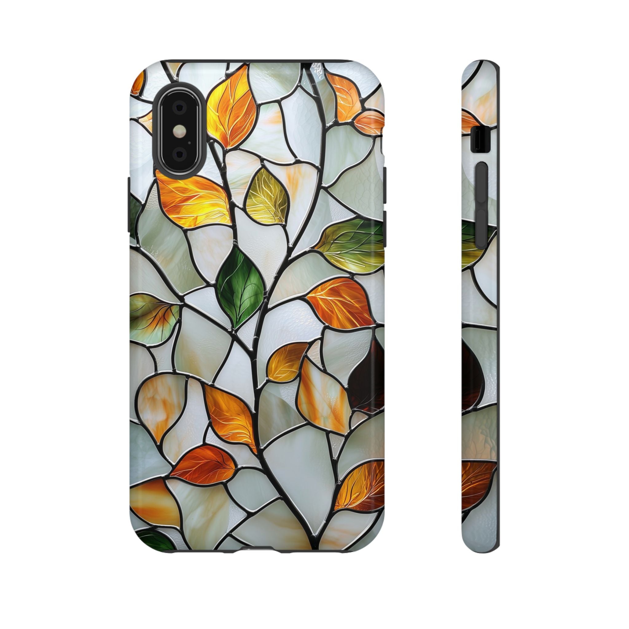 Stained Glass Autumn Leaves Mosaic iPhone Case
