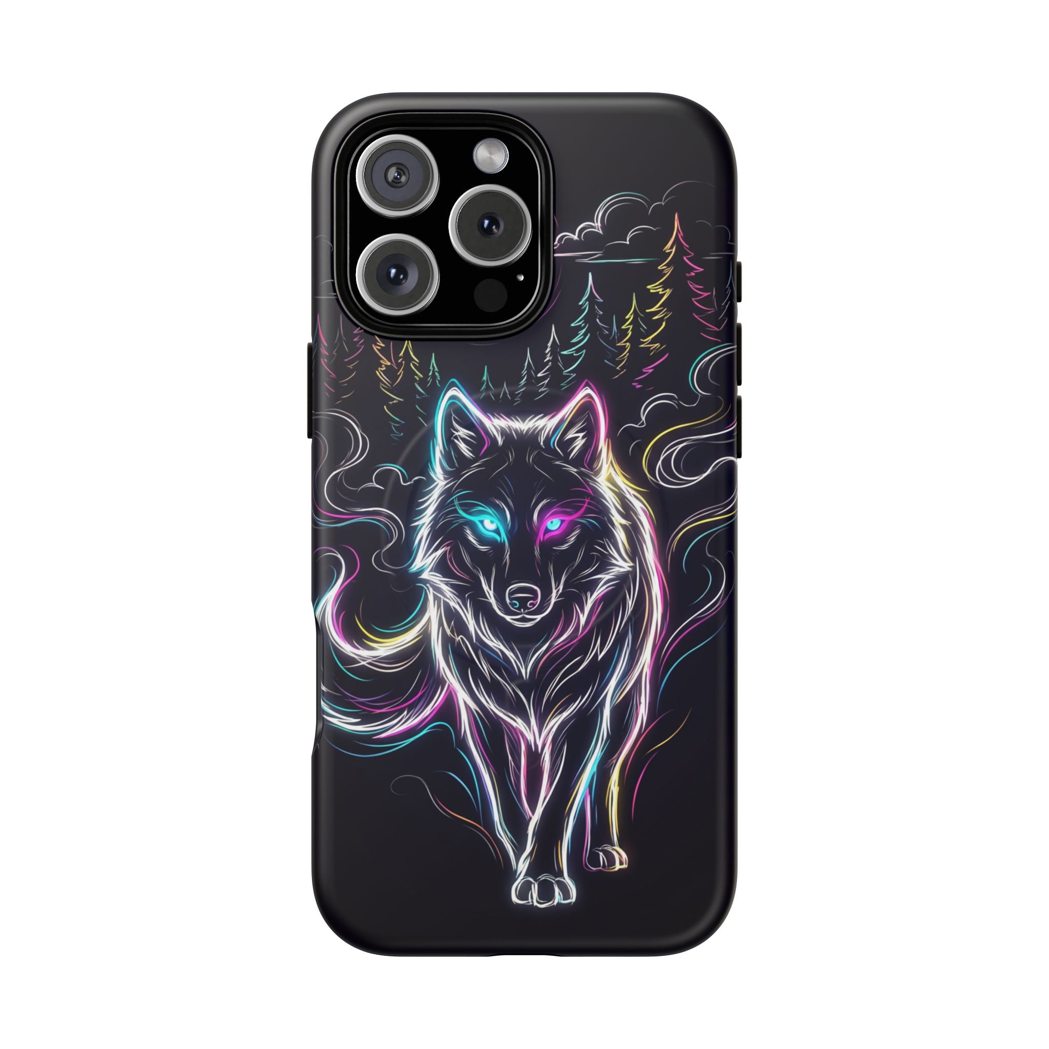 Neon Wolf MagSafe iPhone Case | Mystic Glow Protective Tough Case