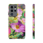 Custodia Protettiva Resistente per Telefono Samsung Galaxy con Acquerello Floreale | Cover Protettiva Giardino di Loto Rosa