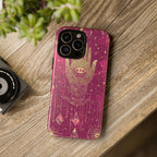 Mystic Hamsa iPhone Case | Gold Palm & All-Seeing Eye on Magenta Galaxy