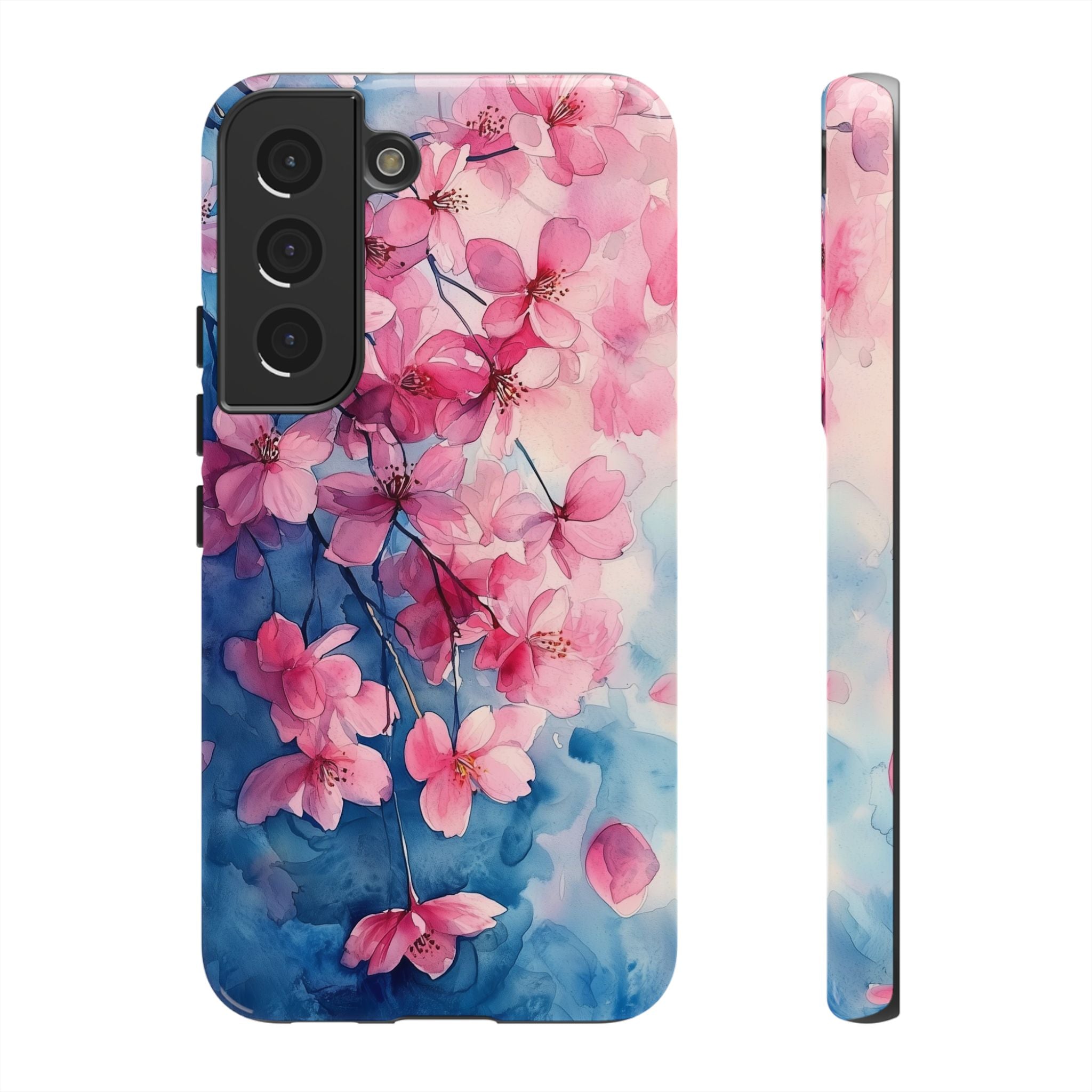 Floral Cherry Blossom Samsung Galaxy Case | Pink Blue Watercolour