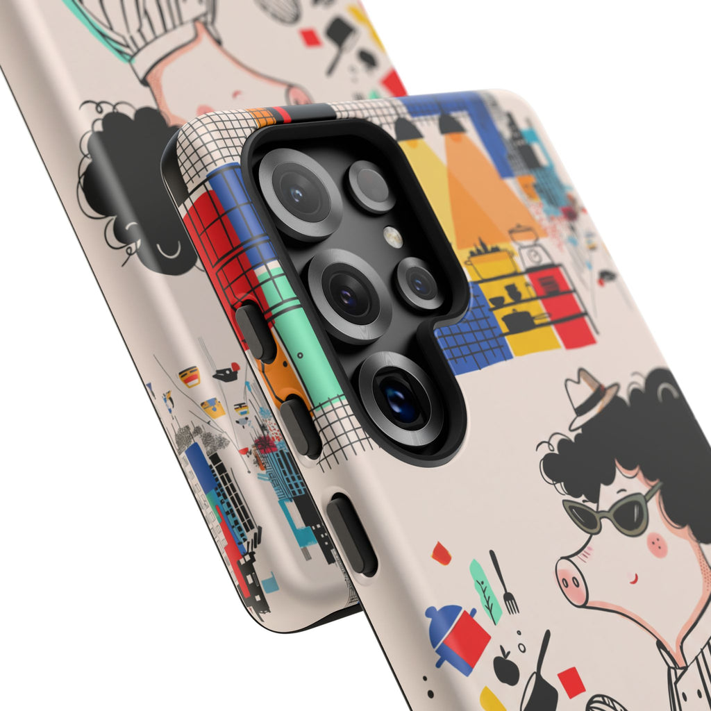 Cute Chef Pig Samsung Galaxy Phone Case | Quirky Cartoon Kitchen Art Tough Case