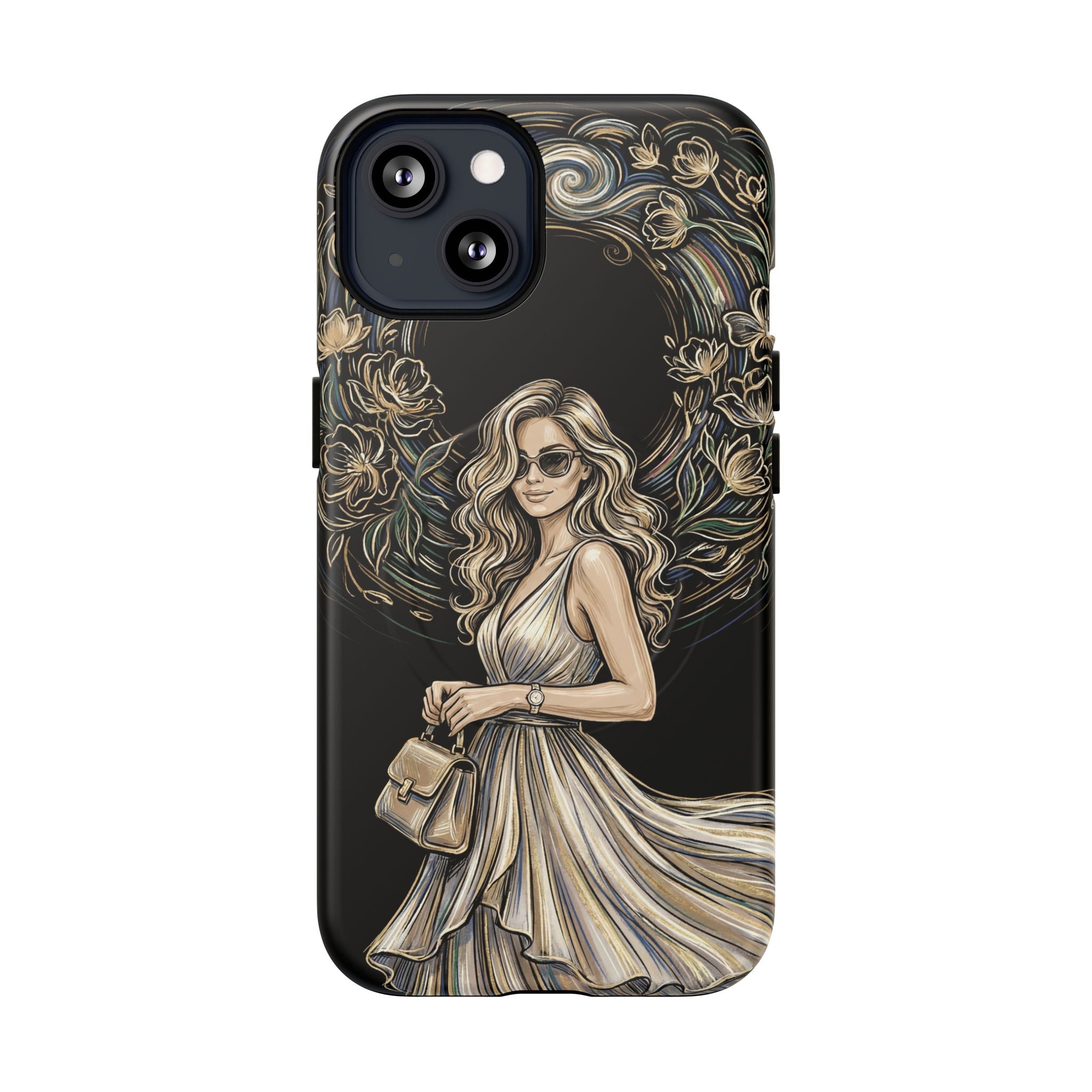 Stylish Woman Floral Wreath Tough MagSafe iPhone Case