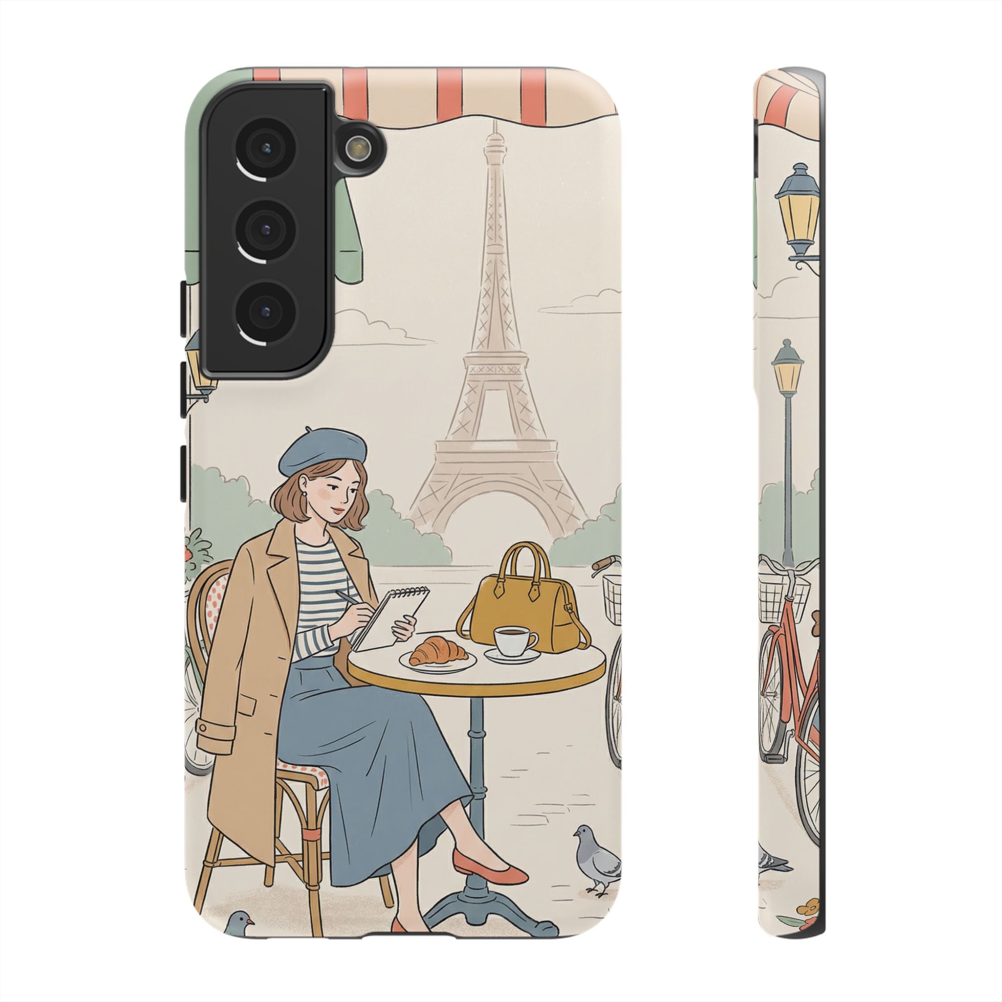 Paris Cafe Samsung Galaxy Phone Case | Cute Vintage Eiffel Tower Travel