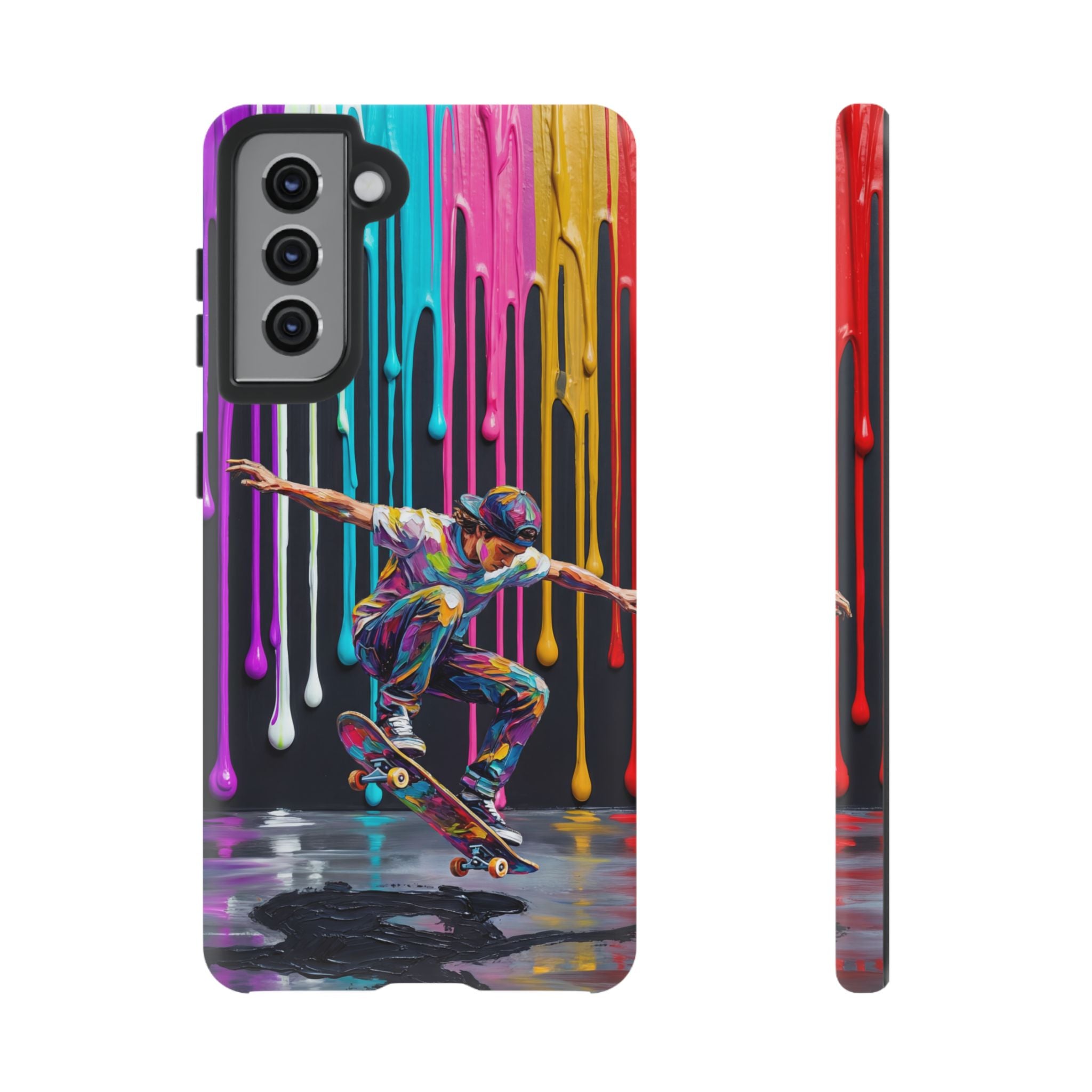 Colourful Drip Art Skateboarder Splash Samsung Galaxy Phone Case