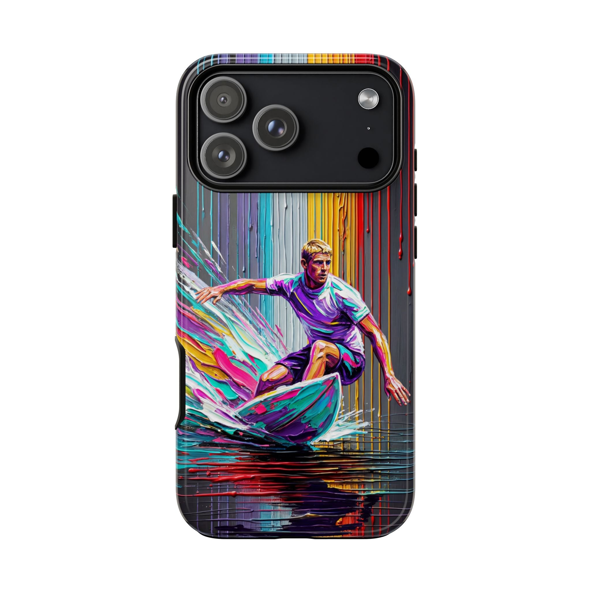 Surfing Art iPhone Case | Colourful Wave Surfer Protective Cover
