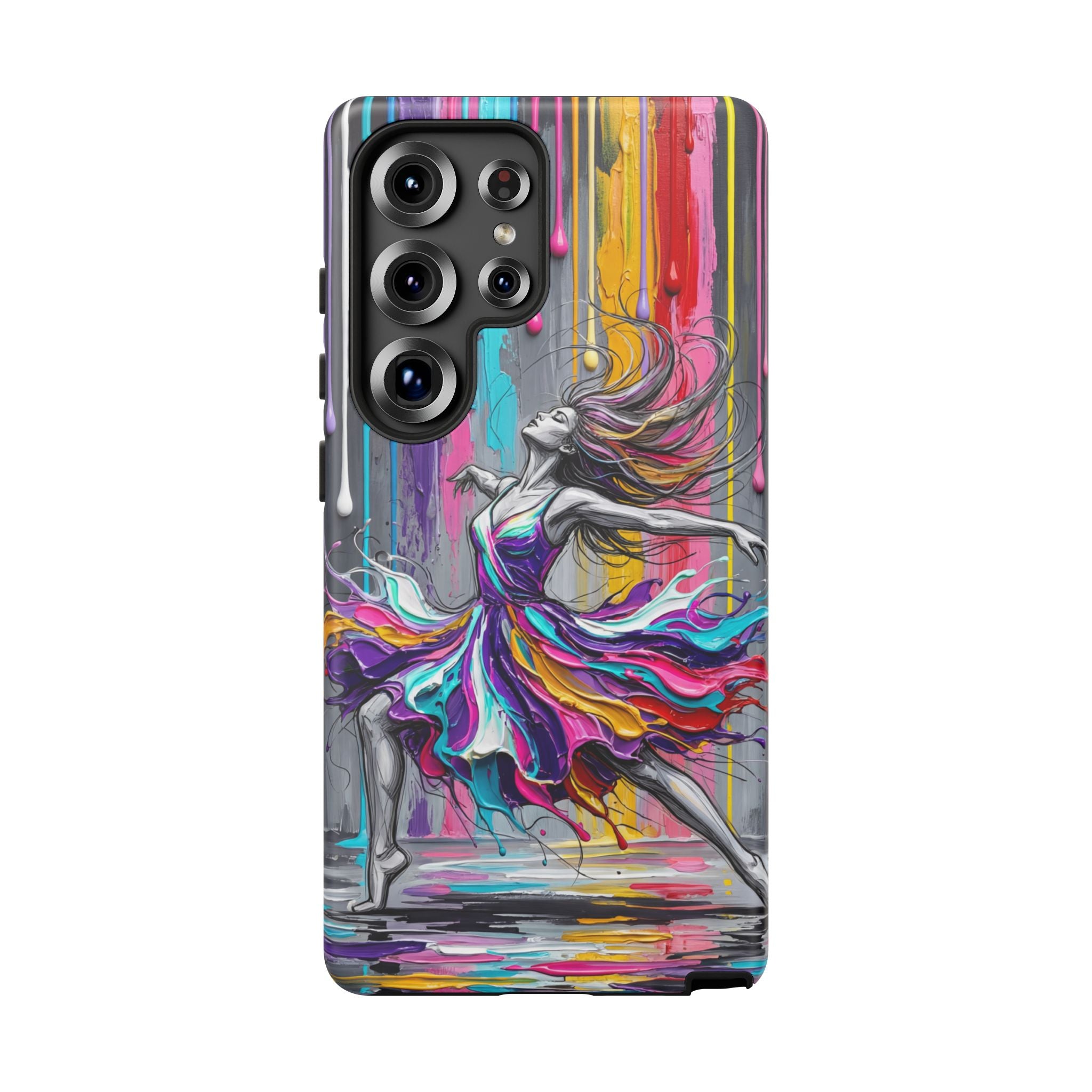 Colorful Dancer Tough Samsung Galaxy Phone Case | Vibrant Drip Art Protective Cover