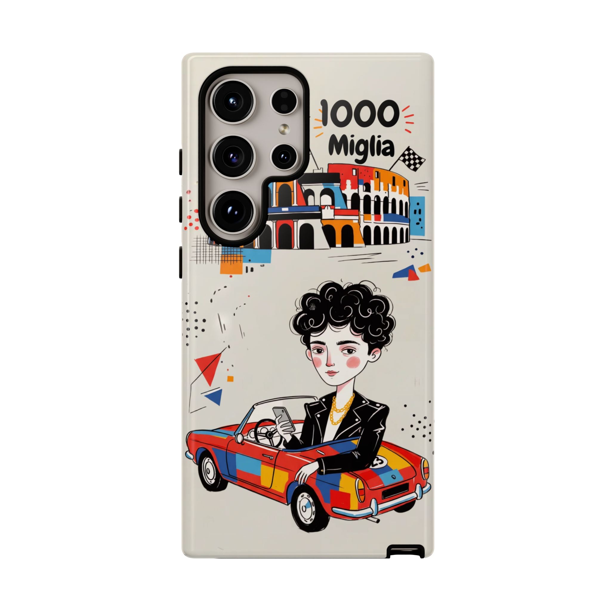 Retro Mille Miglia Car Illustration with Driver Samsung Galaxy Phone Case