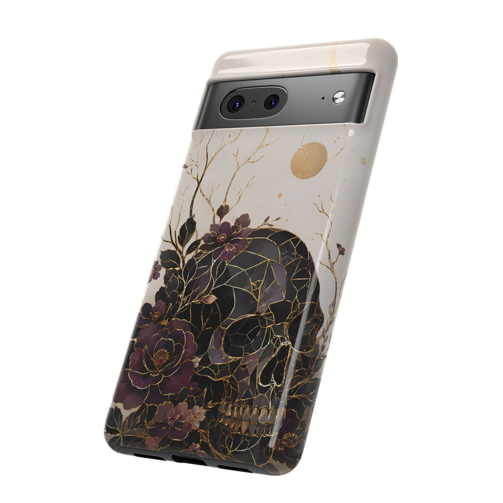 Gothic Skull Google Pixel Phone Case | Dark Floral Rose Art Cover