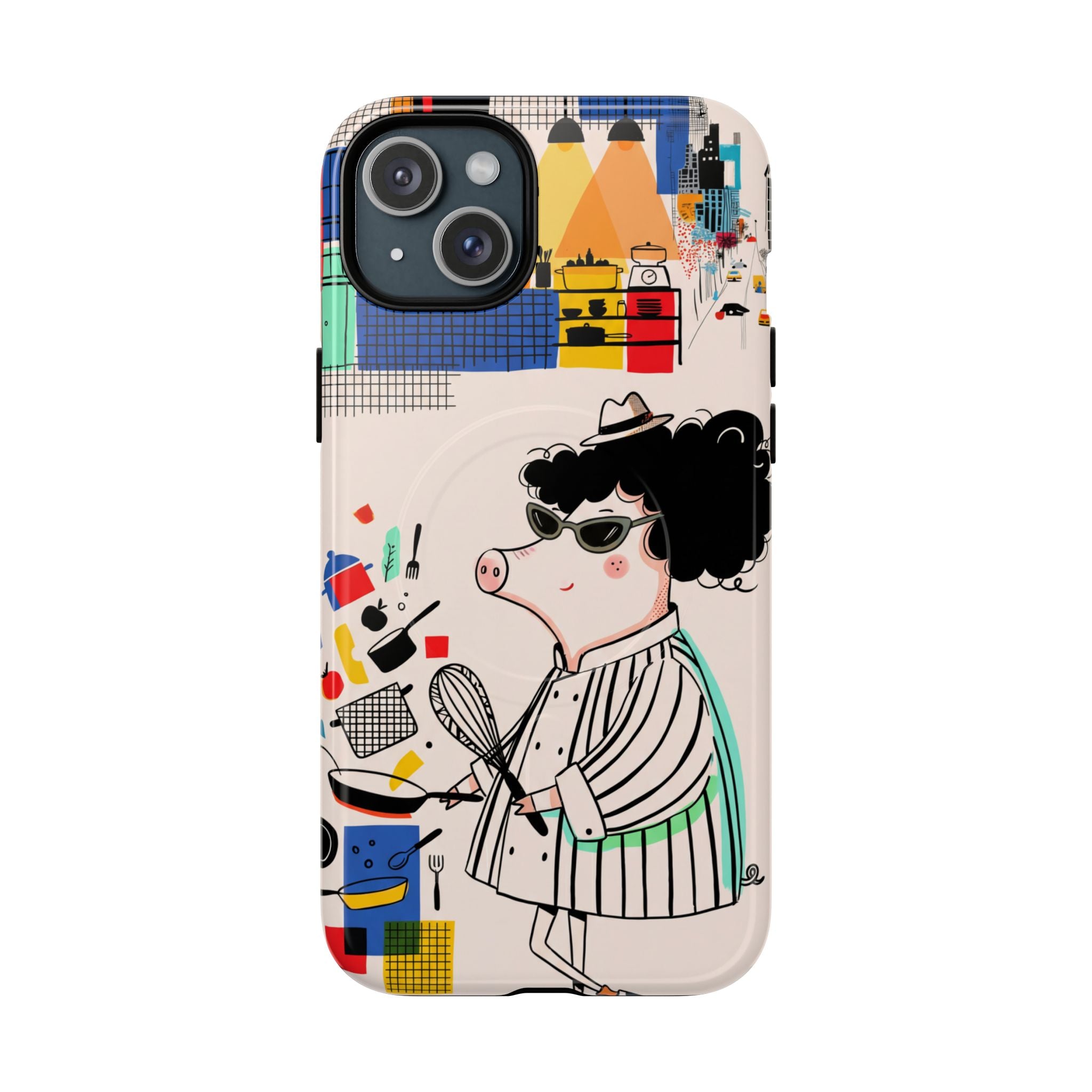 Cute Chef Pig MagSafe iPhone Case | Quirky Cartoon Kitchen Art Tough Case