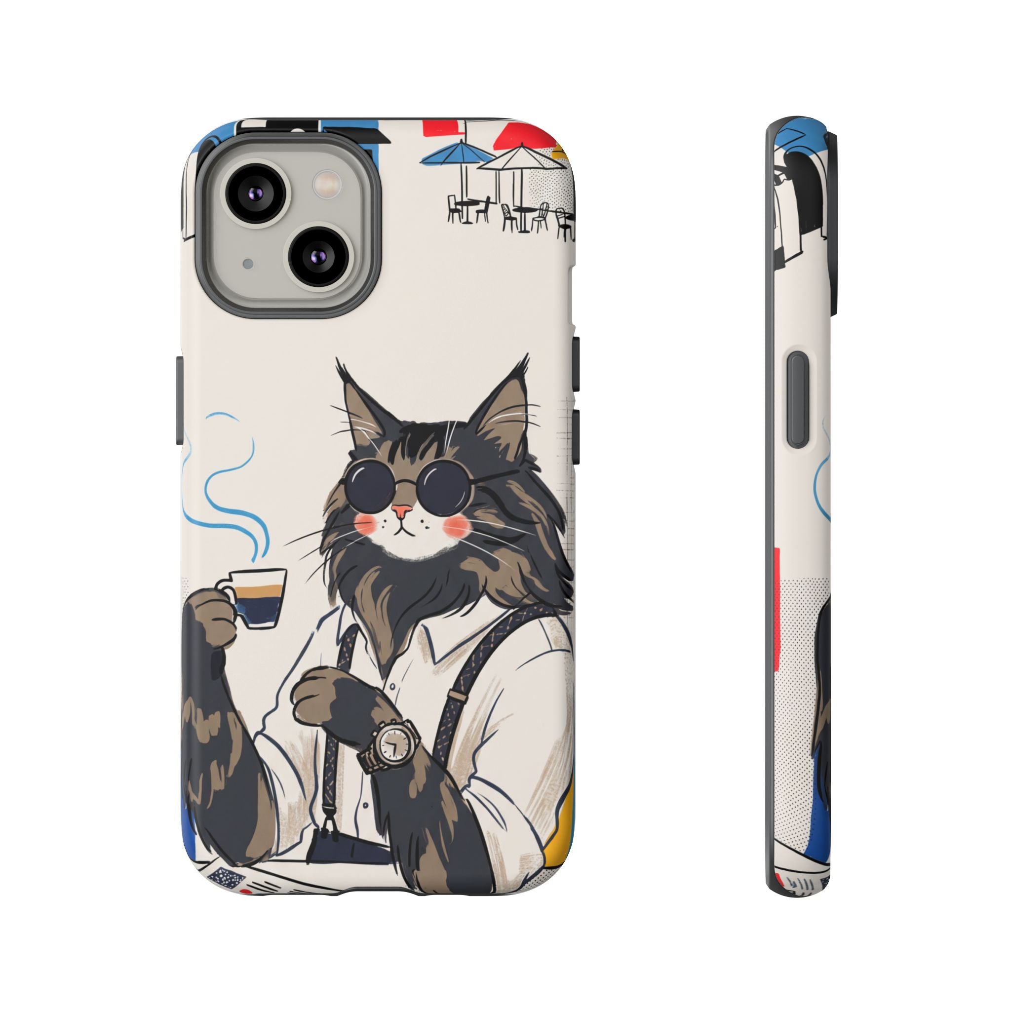 Cat Barista iPhone Case | Cool Cat in Sunglasses Coffee Shop Design