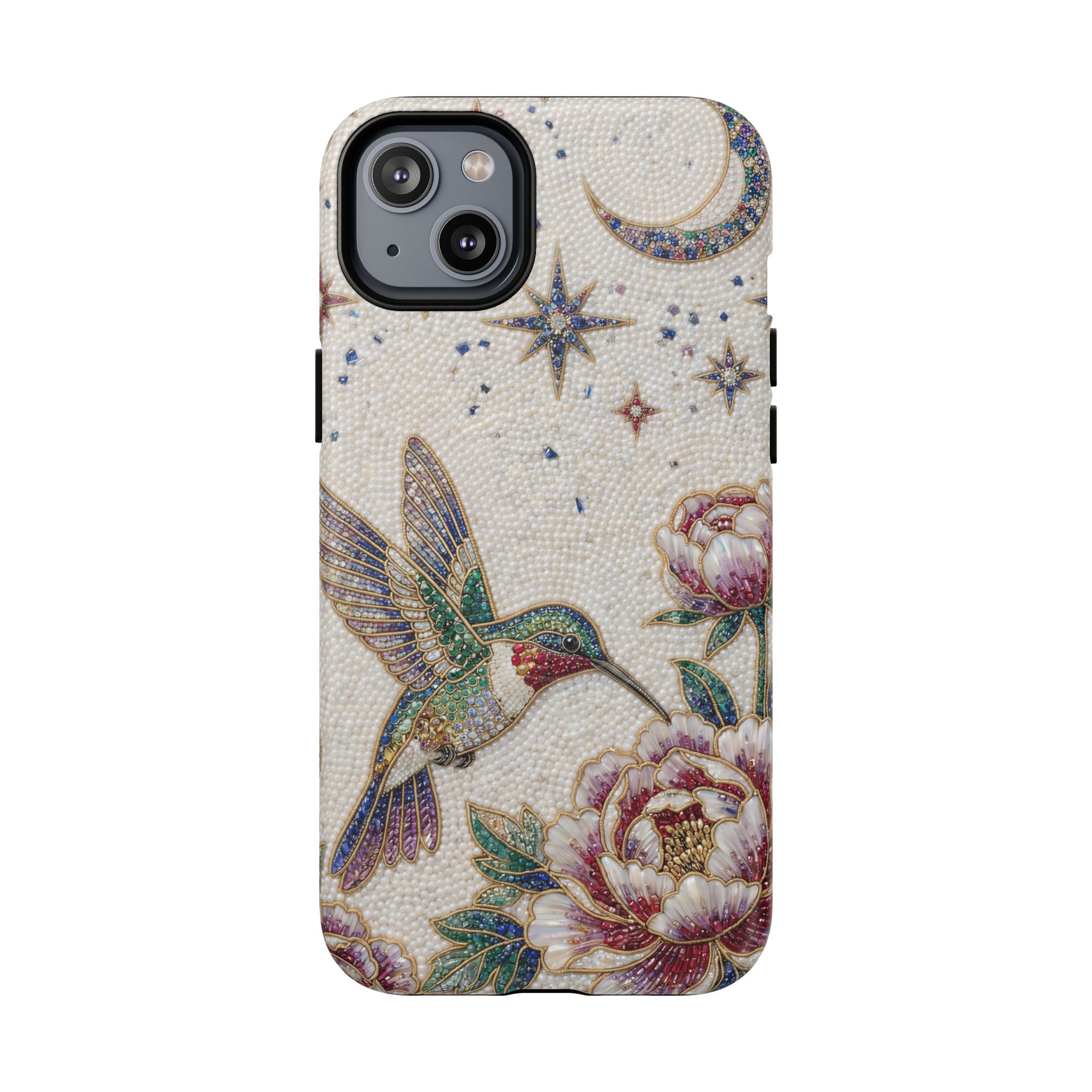Hummingbird Moon Tough MagSafe iPhone Case | Floral Celestial Protective Cover
