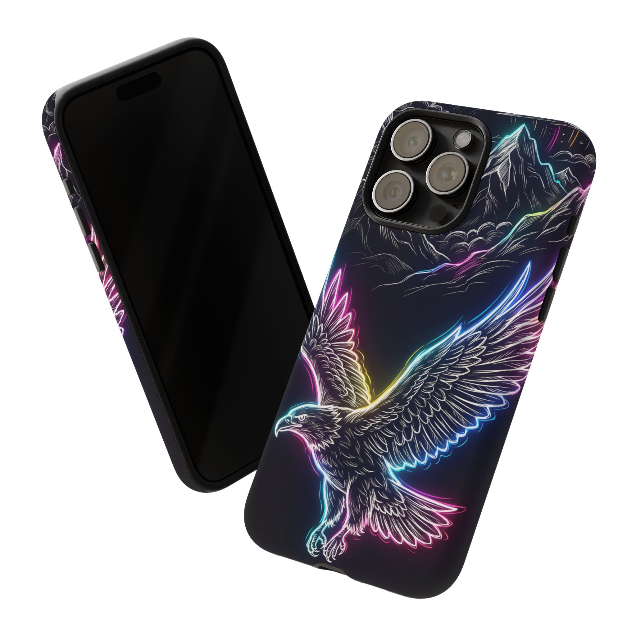 Neon Eagle iPhone Case with Mountain Design