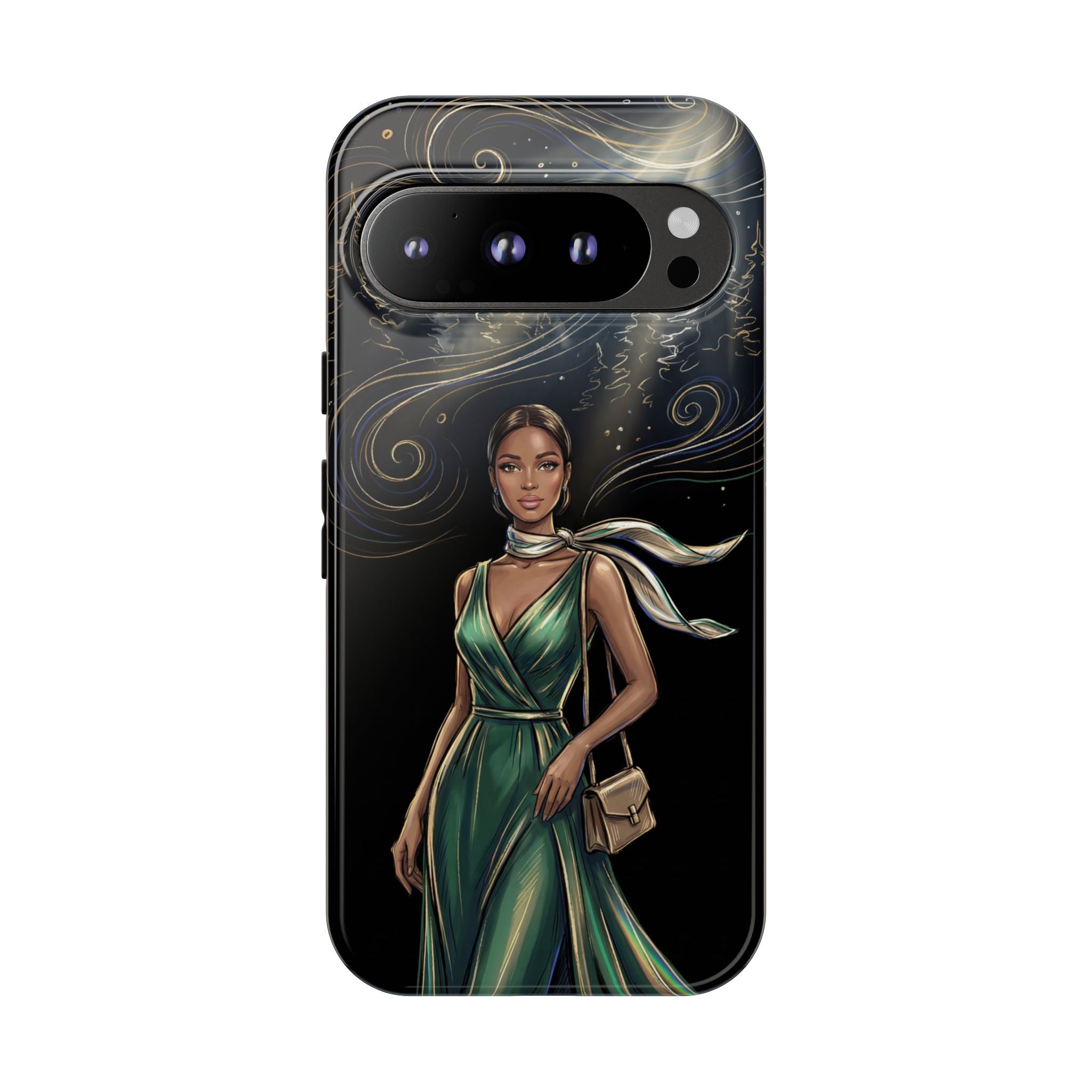 Elegant Woman in Green Dress Art Protective Tough Google Pixel Phone Case