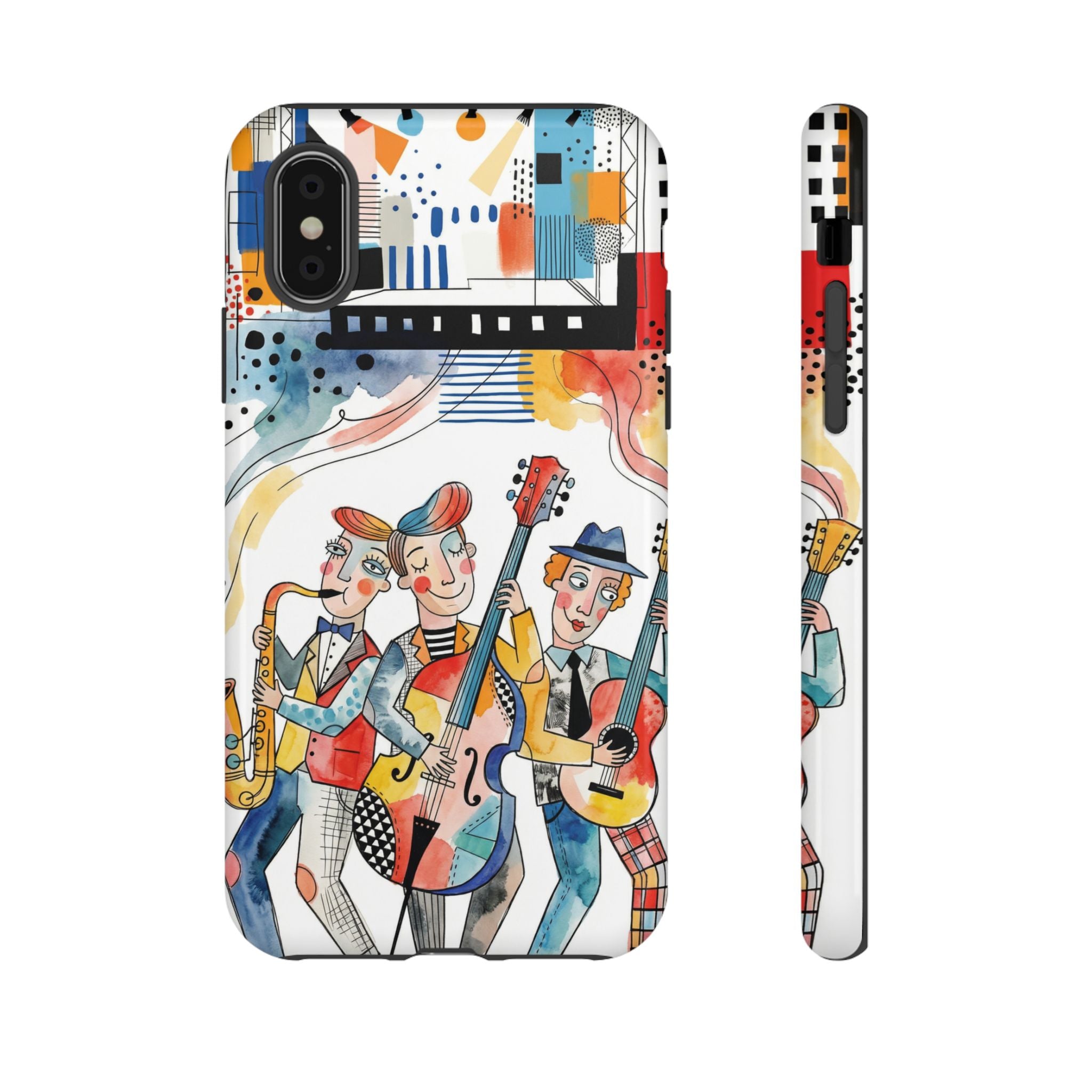 Musical Trio Illustrated iPhone Case | Colorful Jazz Band Art Phone Cover