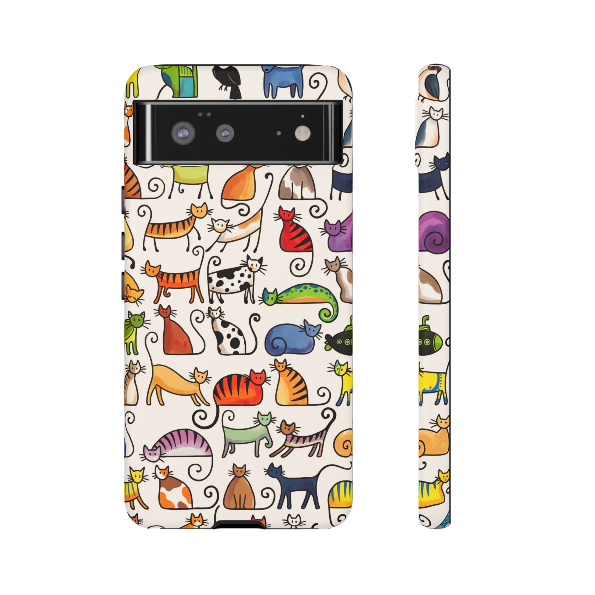 Cat Pattern Tough Google Pixel Case | Colourful Cartoon Cats