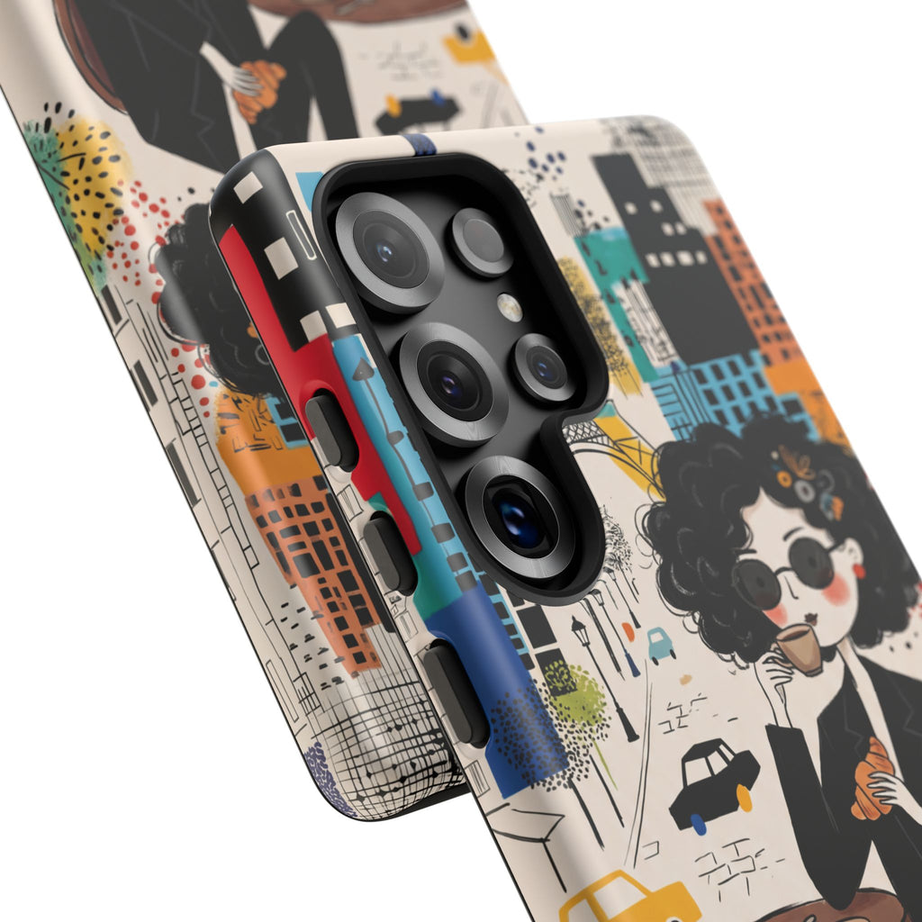 Paris Cafe Chic Samsung Galaxy Phone Case | Stylish Woman Illustration iPhone Cover