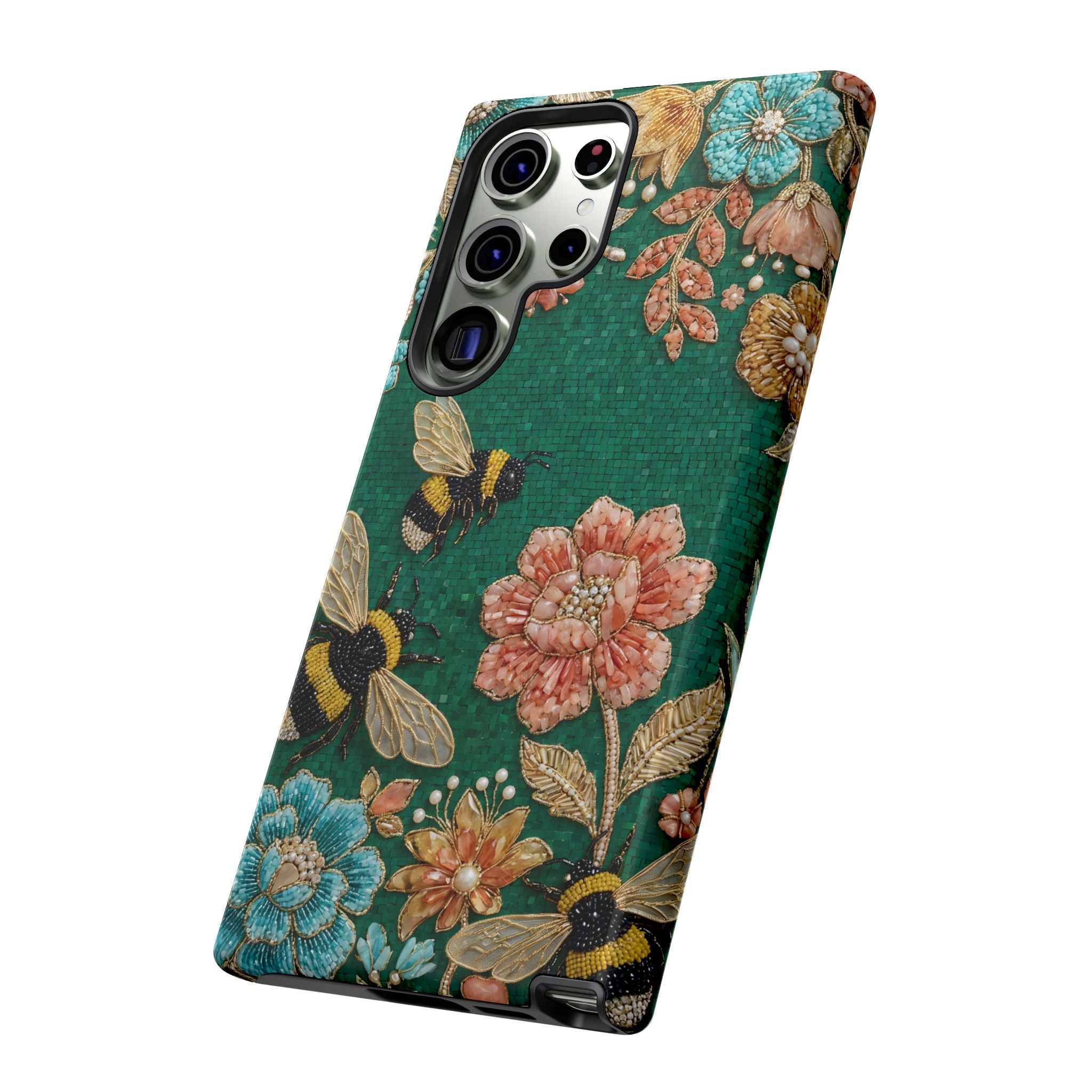 Floral Bumblebee Tough Samsung Galaxy Phone Case | Protective Botanical Phone Cover