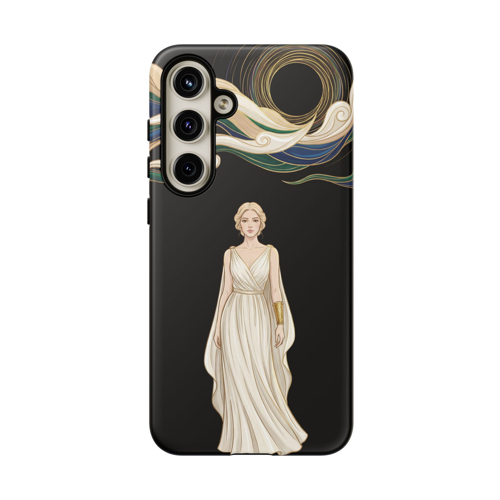 Art Nouveau Goddess Samsung Galaxy Phone Case | Elegant Woman Illustration on Black