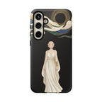 Art Nouveau Goddess Samsung Galaxy Phone Case | Elegant Woman Illustration on Black