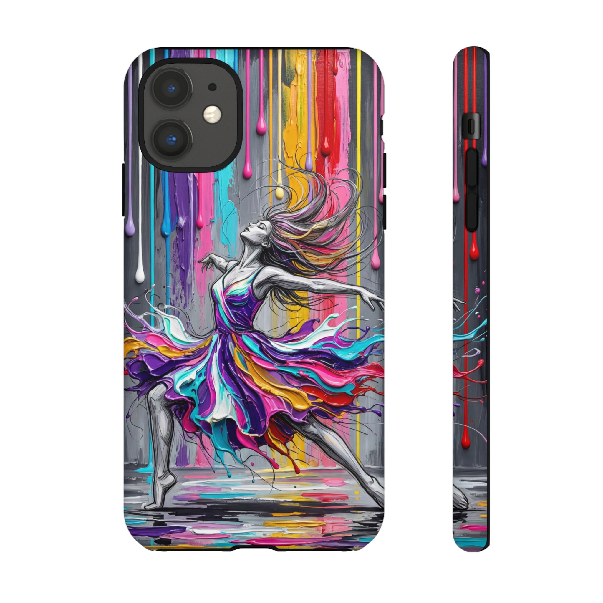 Colorful Dancer Tough iPhone Case | Vibrant Drip Art Protective Cover