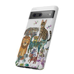 Cute Jungle Cats Google Pixel Phone Case | Colorful Animal Safari Protective Case