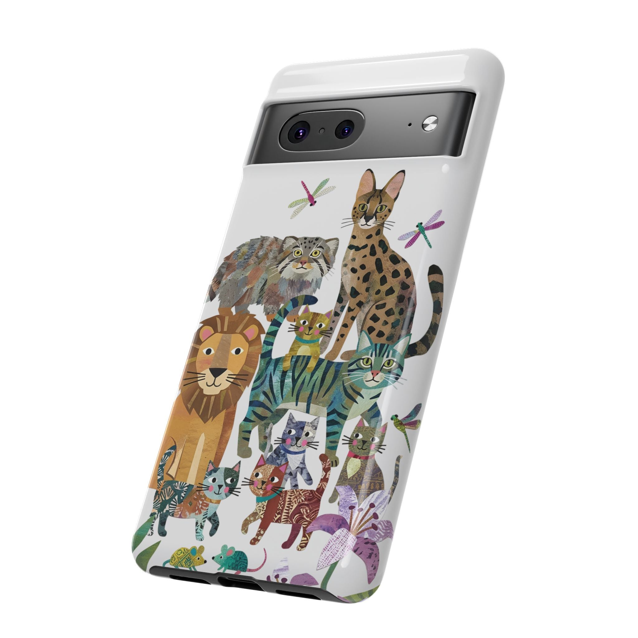 Cute Jungle Cats Google Pixel Phone Case | Colorful Animal Safari Protective Case