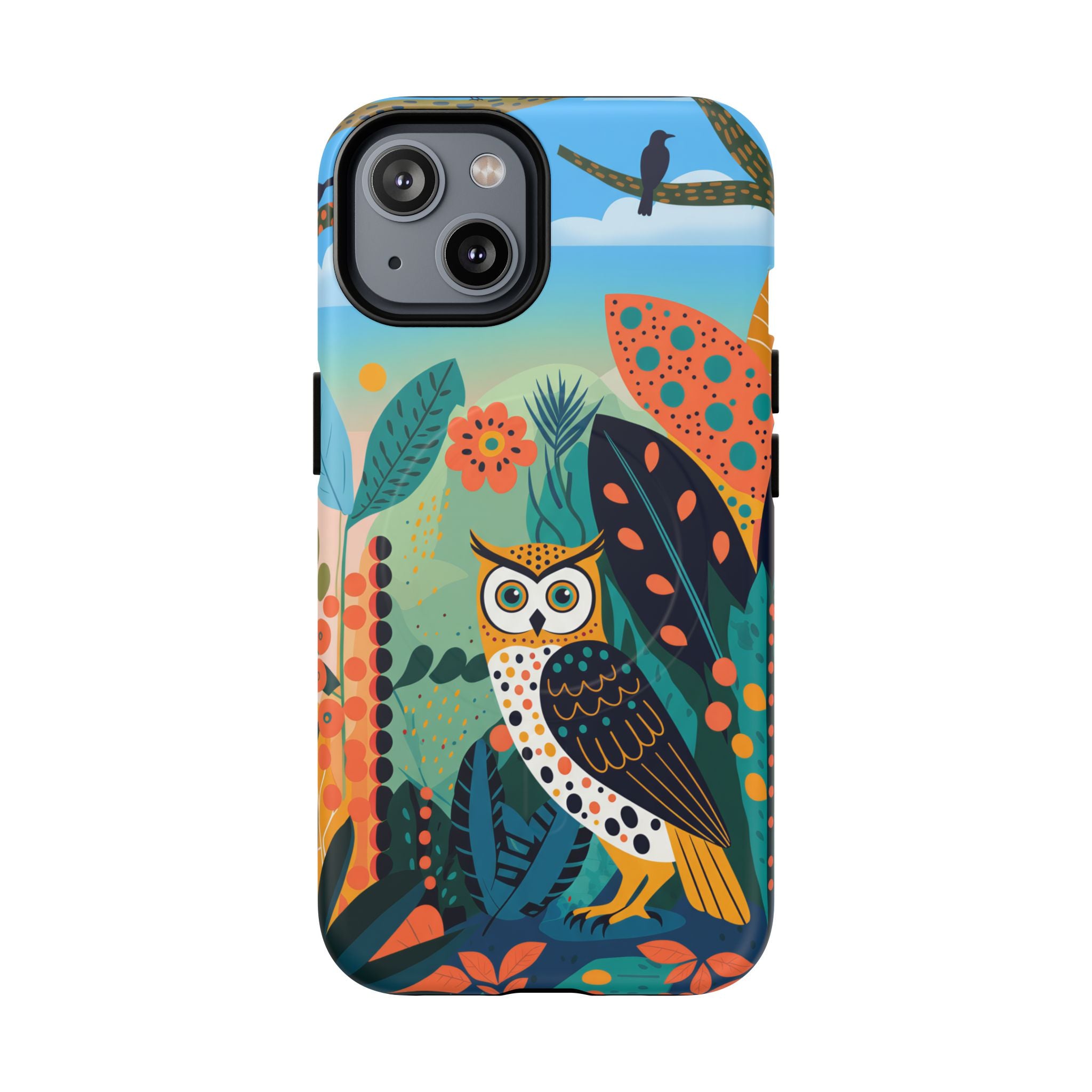 Botanical Forest Colourful Owl MagSafe iPhone Case