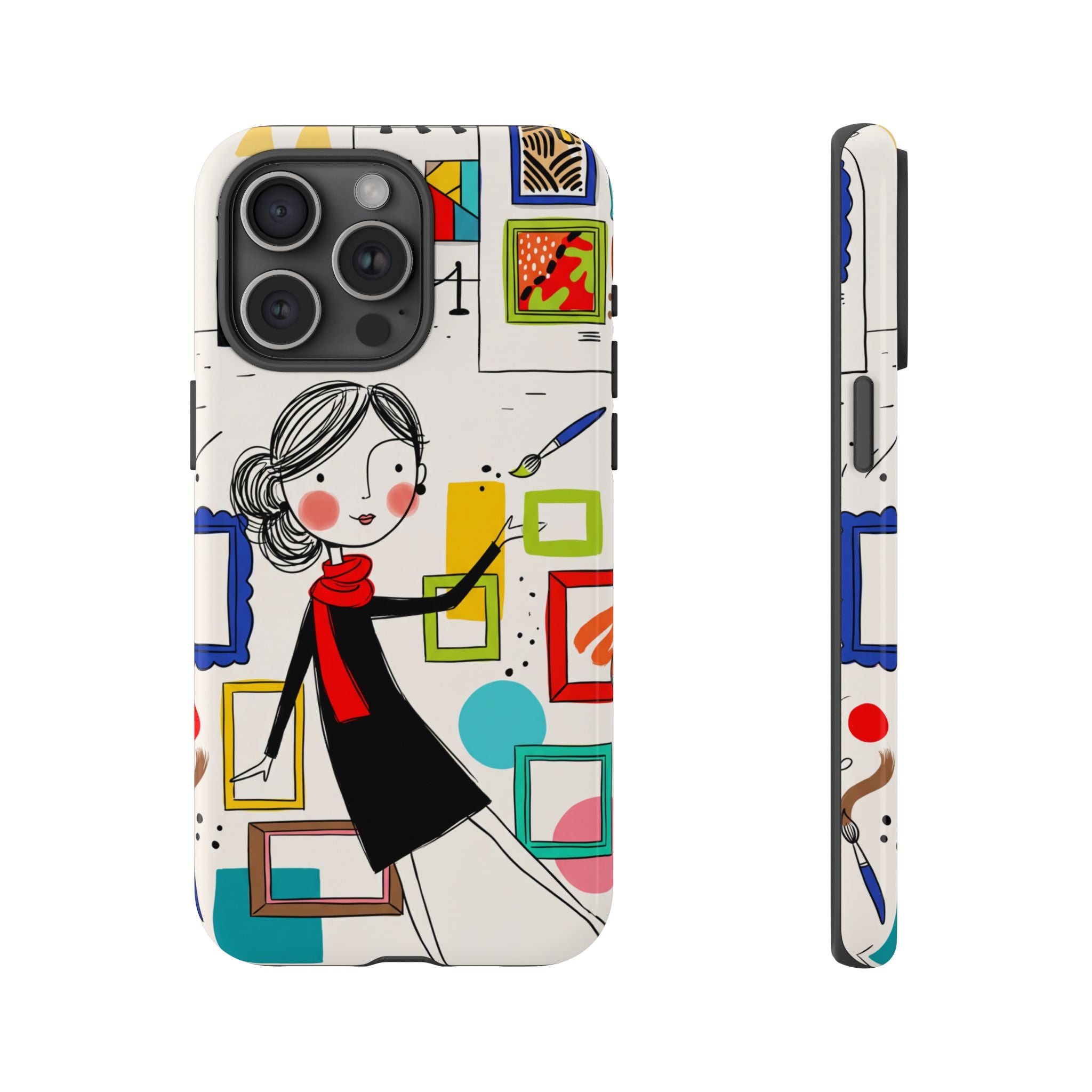 Art Gallery Illustration iPhone Case | Cute Woman with Frames Design