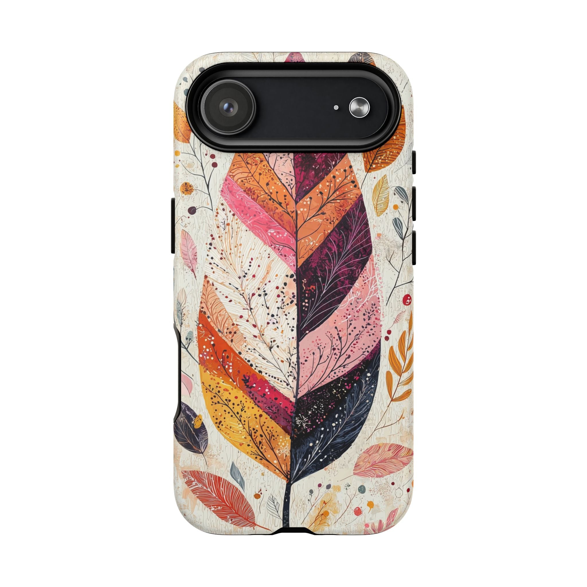 Custodia MagSafe resistente per iPhone Autumn Leaf | Design autunnale con piume ad acquerello