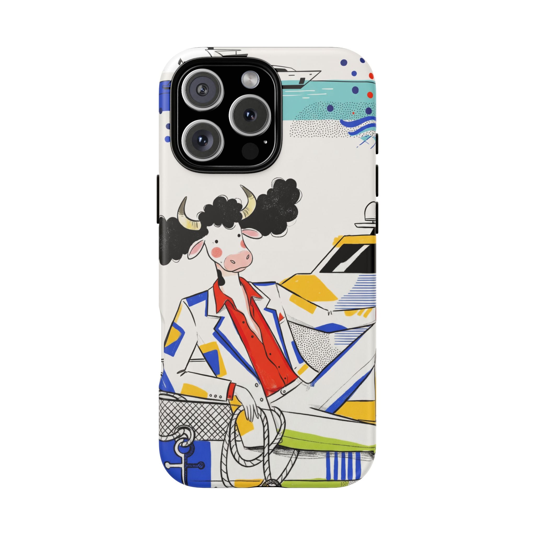 Nautical Cow Graphic Protective iPhone Case