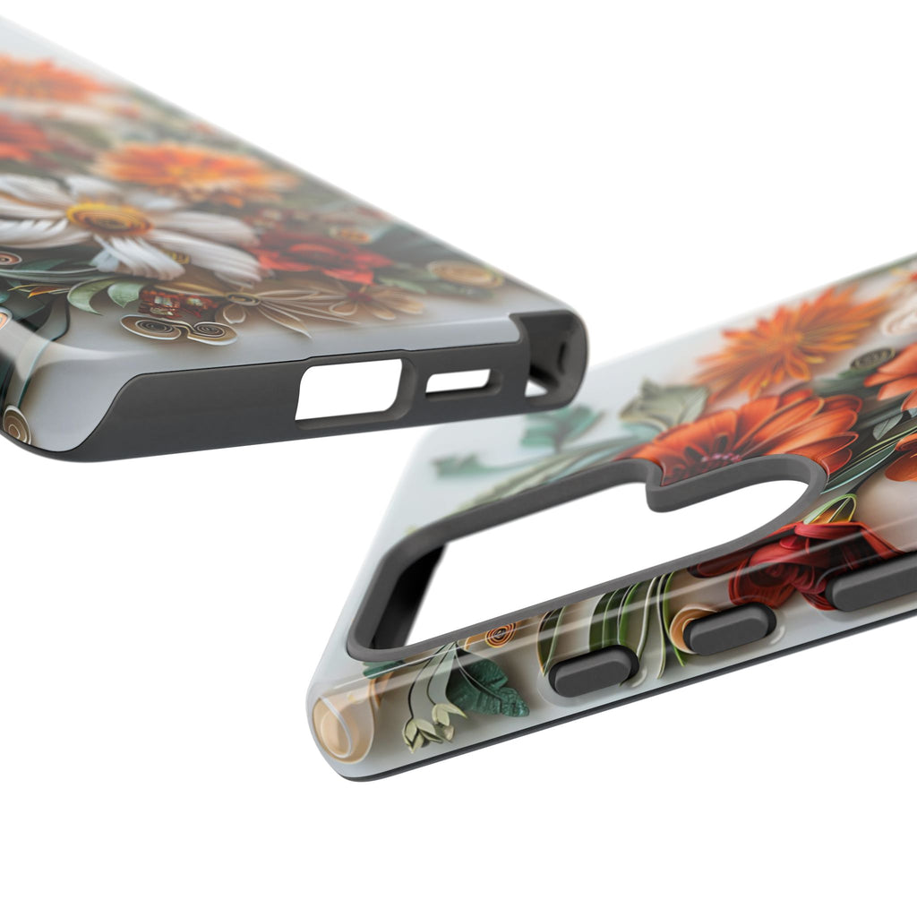 Floral Quilling Tough Samsung Galaxy Case — Orange Daisy