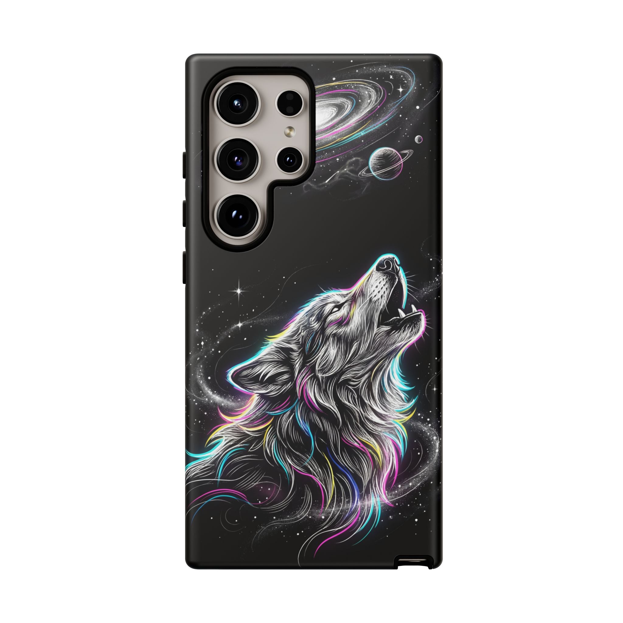 Wolf Galaxy Tough Samsung Galaxy Phone Case | Colorful Howling Wolf Space Design