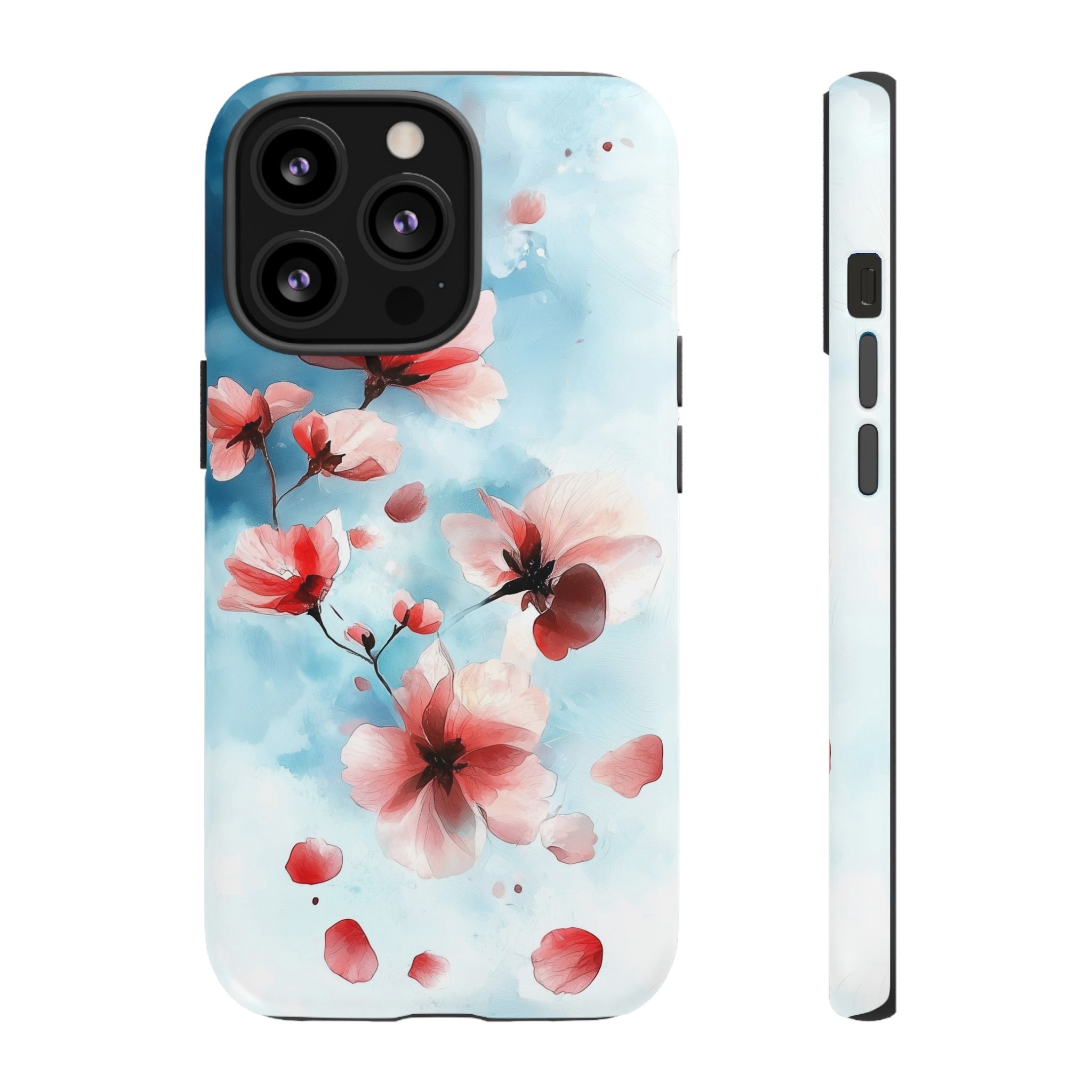 Floral Cherry Blossom iPhone Case | Pastel Pink Blue