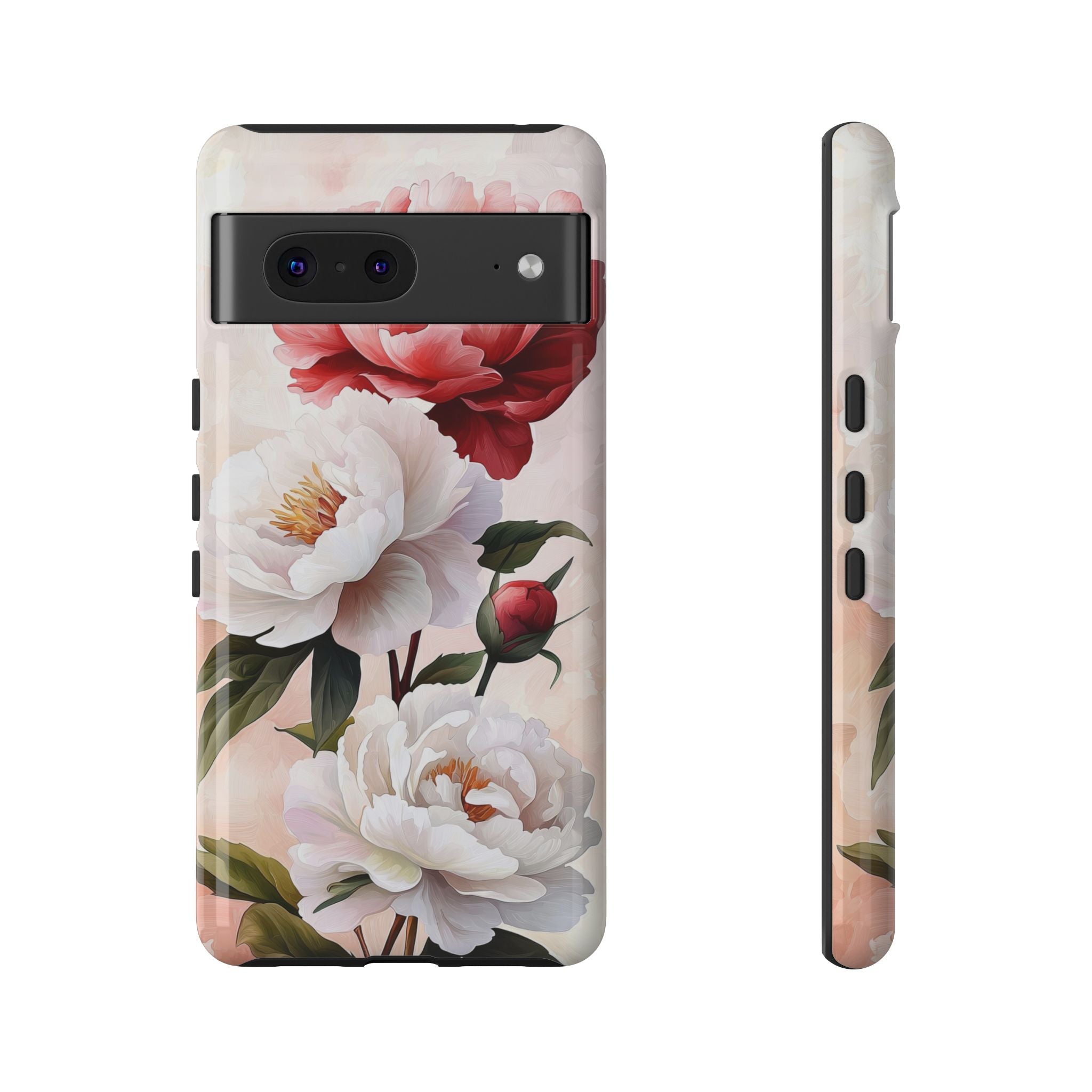 Floral Peonies Google Pixel Case | Pink & White Vintage Flower
