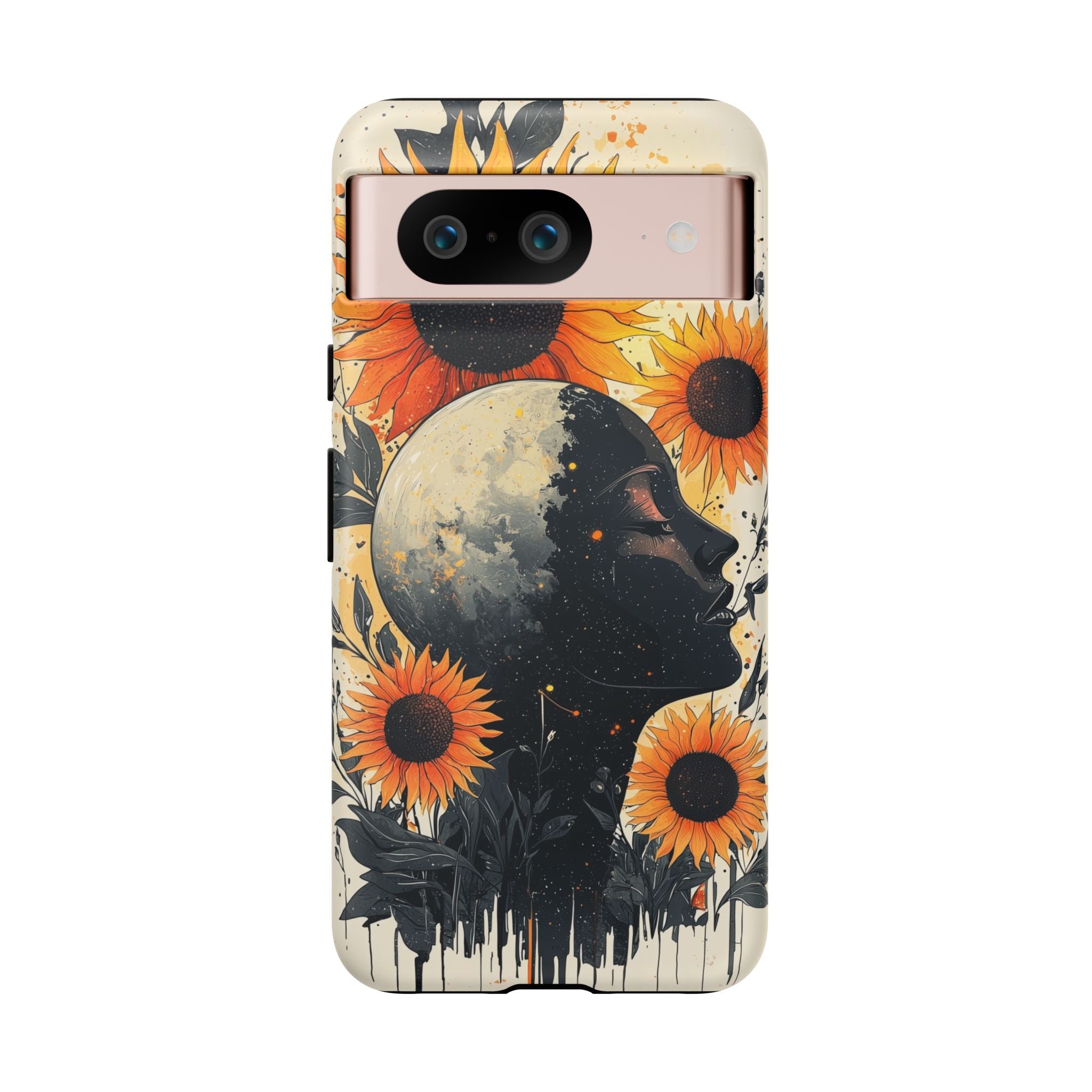Sunflower Moon Art Google Pixel Case | Floral Celestial